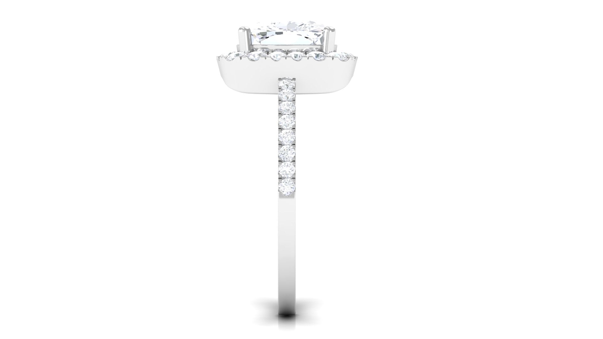 4.25 CT Cushion Cut Zircon Engagement Ring with Halo AAAA - Rosec Jewels
