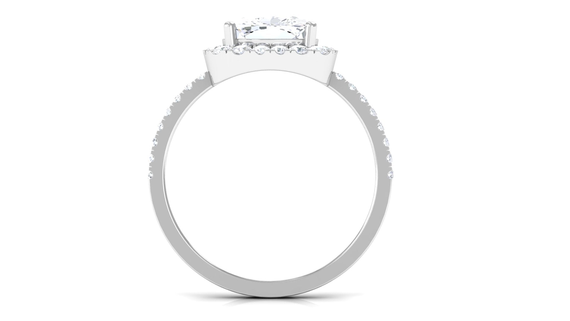 4.25 CT Cushion Cut Zircon Engagement Ring with Halo AAAA - Rosec Jewels
