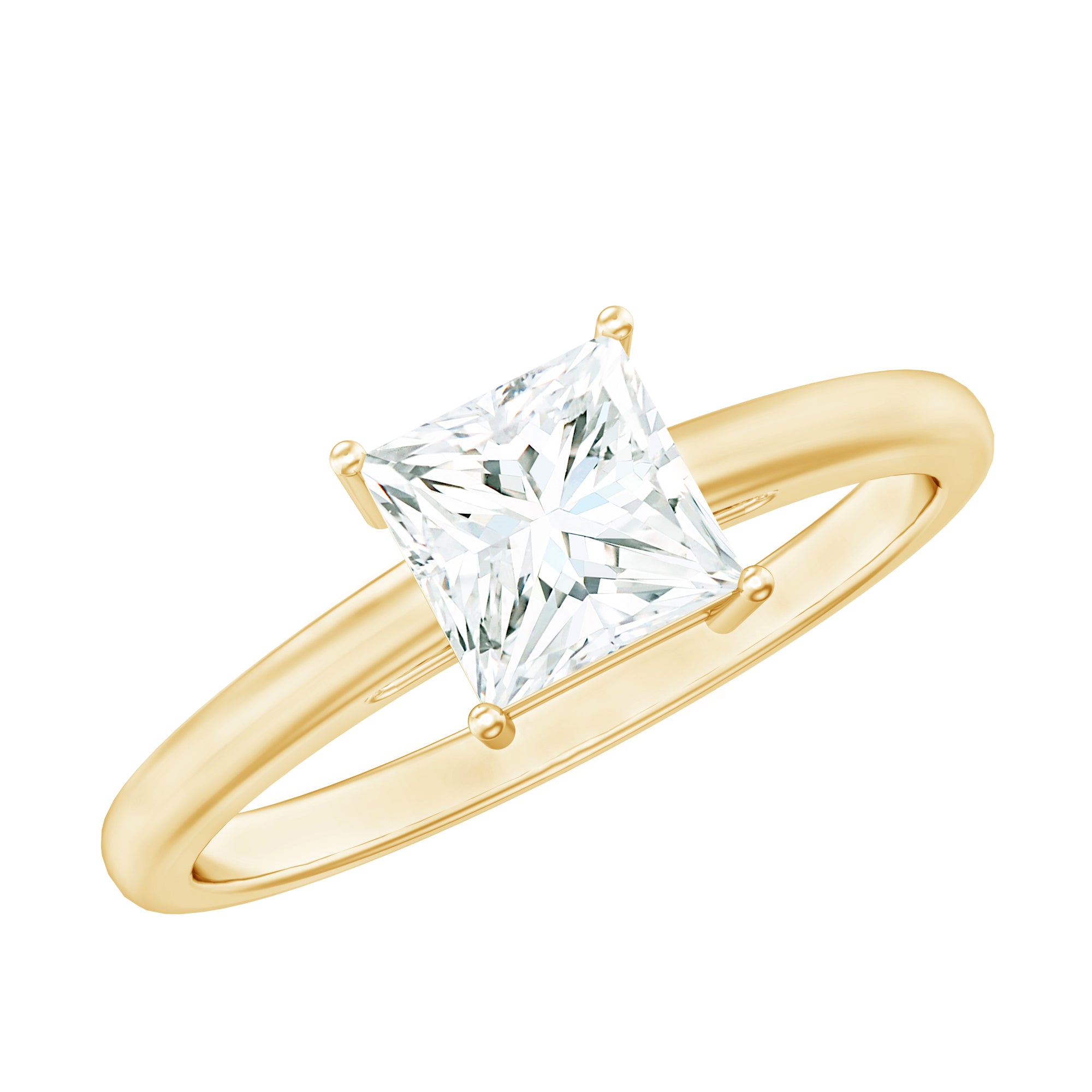1 Carat Princess Cut Cubic Zirconia Solitaire Engagement Ring with Certificate AAAA - Rosec Jewels