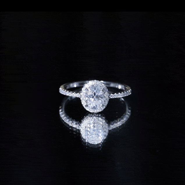 Oval Zircon Halo Engagement Ring AAAA - Rosec Jewels