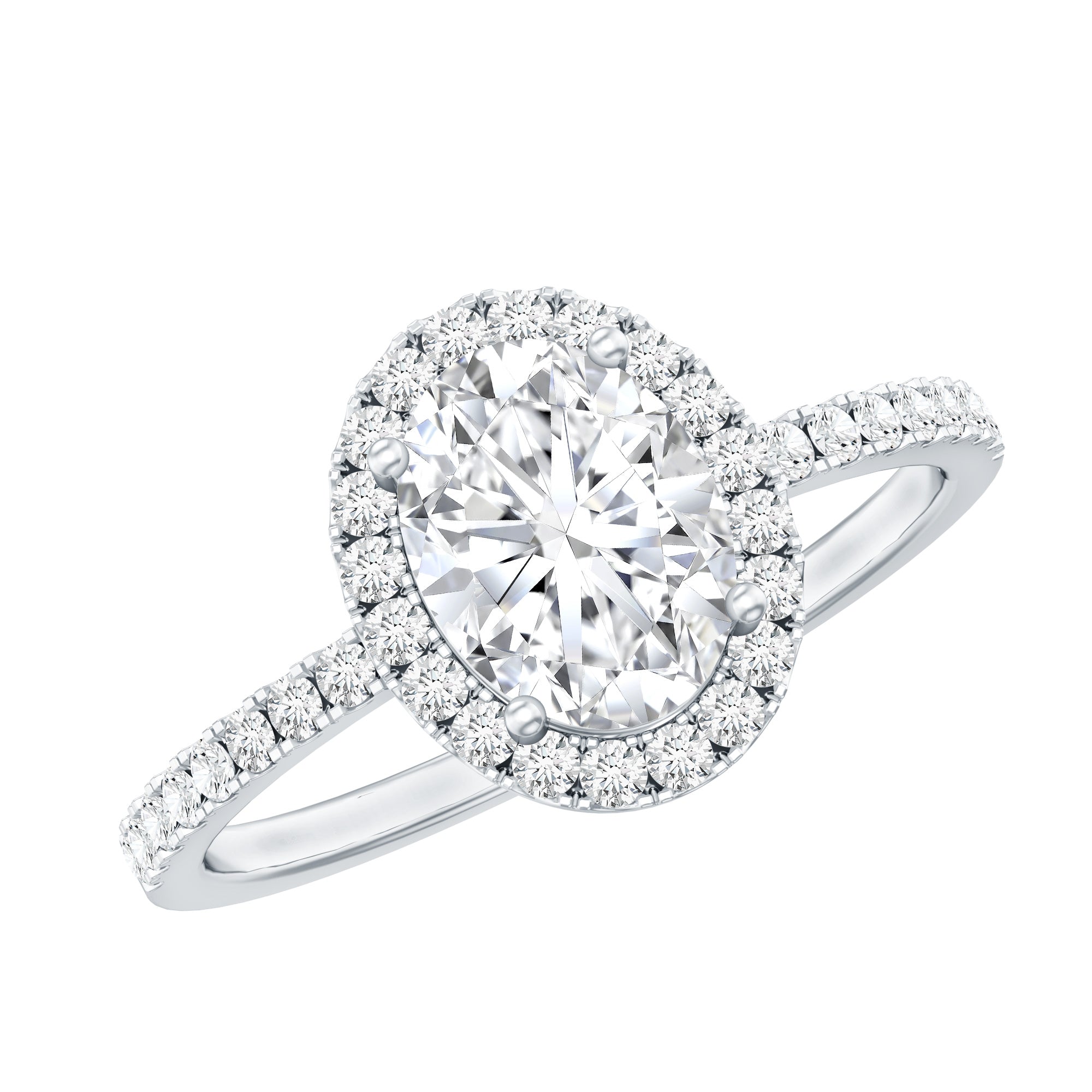Oval Zircon Halo Engagement Ring AAAA - Rosec Jewels