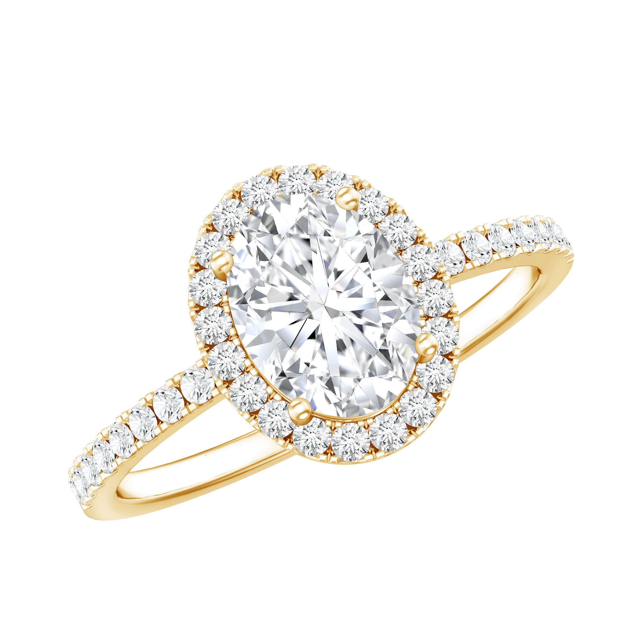 Oval Zircon Halo Engagement Ring AAAA - Rosec Jewels