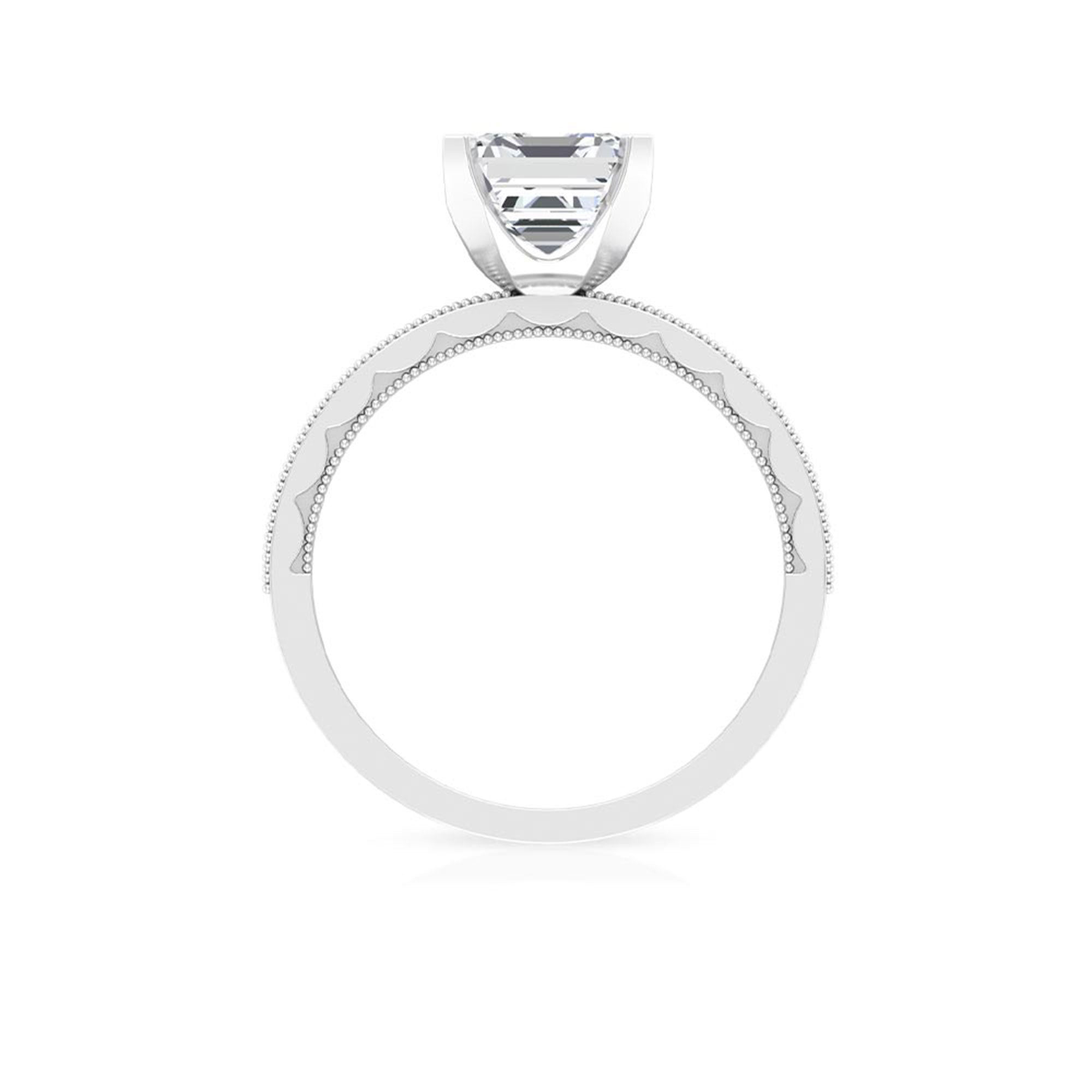 Asscher Cut Zircon Solitaire Engagement Ring AAAA - Rosec Jewels