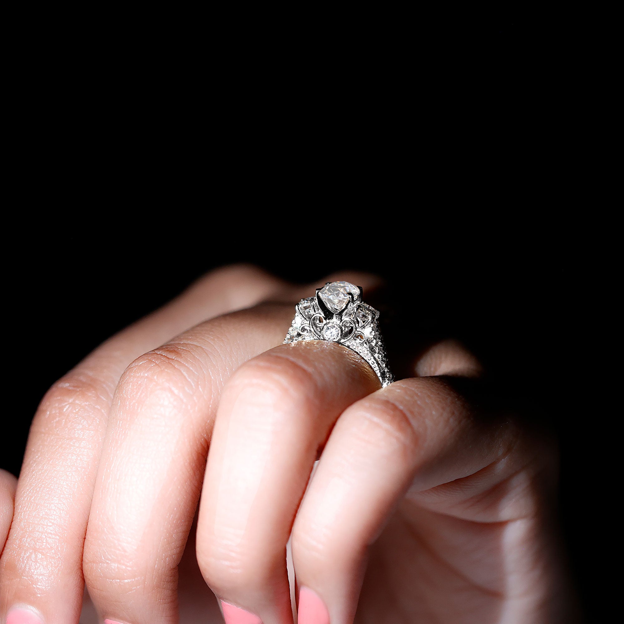 Cubic Zirconia Vintage Inspired Infinity Engagement Ring AAAA - Rosec Jewels