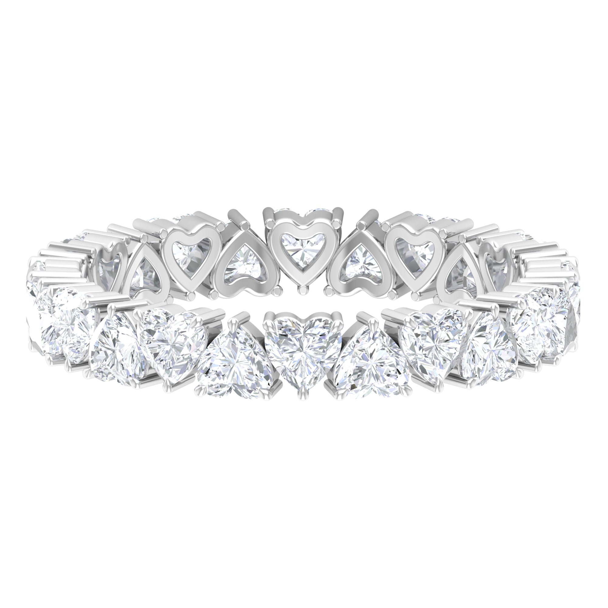 Claw Set Cubic Zirconia Heart Eternity Wedding Band Ring AAAA - Rosec Jewels