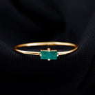 Dainty Baguette Cut Real Emerald Birthstone East West Promise Ring Emerald - ( AAA ) - Quality - Rosec Jewels