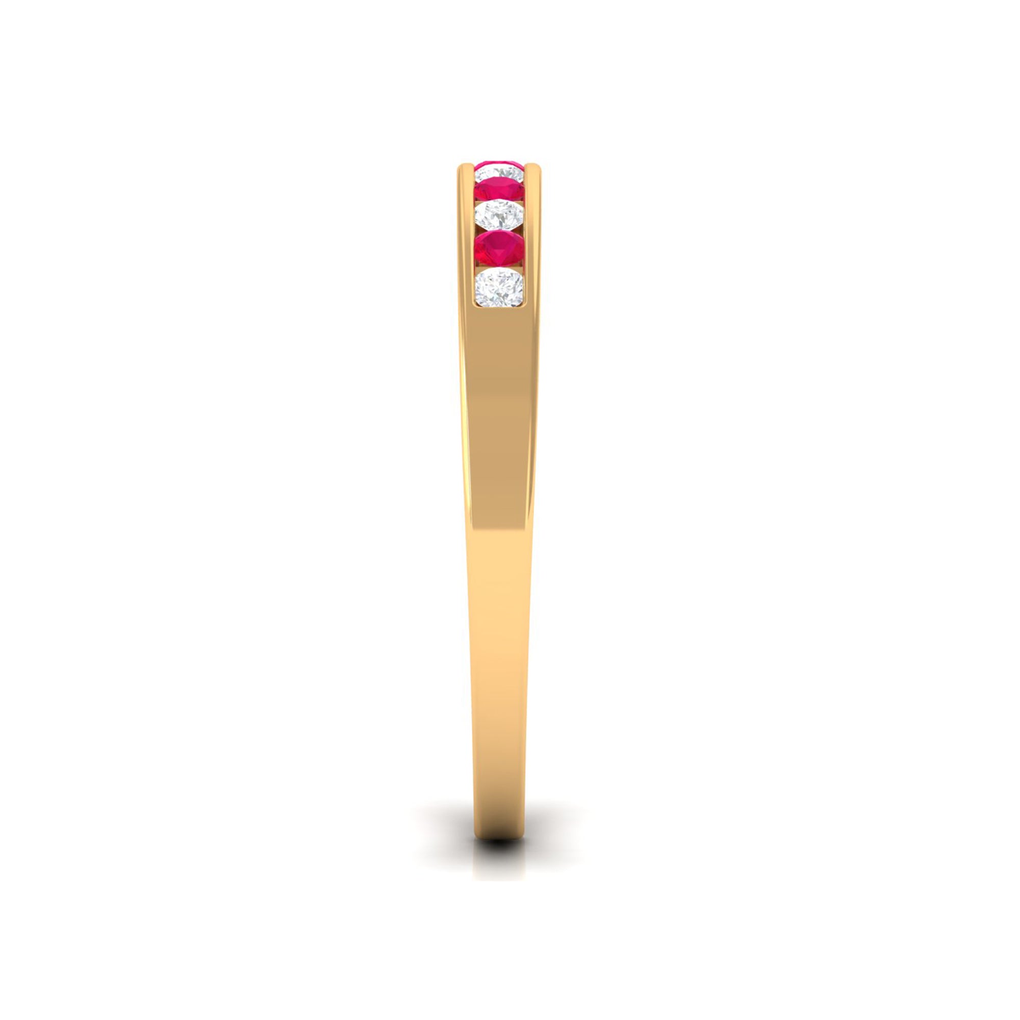 Rosec Jewels-Minimal Ruby Diamond Ring in Channel Set