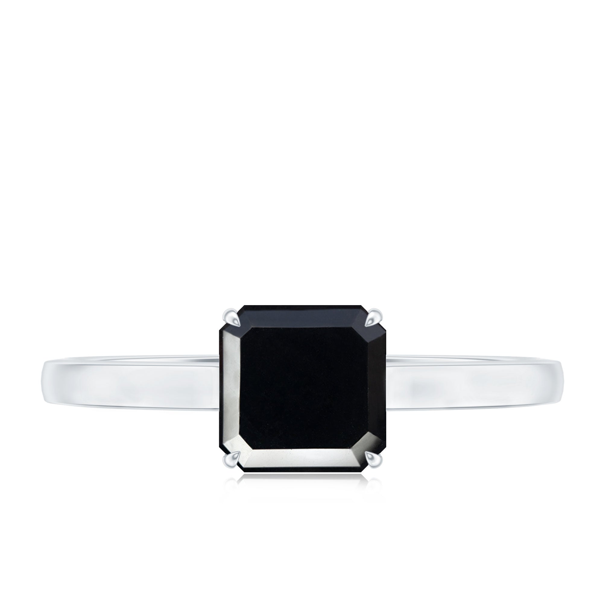 Princess Cut Black Onyx Solitaire Engagement Ring for Her AAA - Rosec Jewels