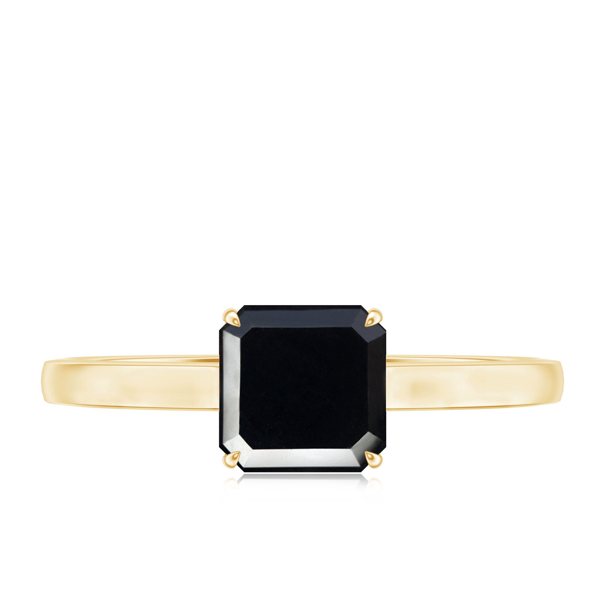 Princess Cut Black Onyx Solitaire Engagement Ring for Her AAA - Rosec Jewels