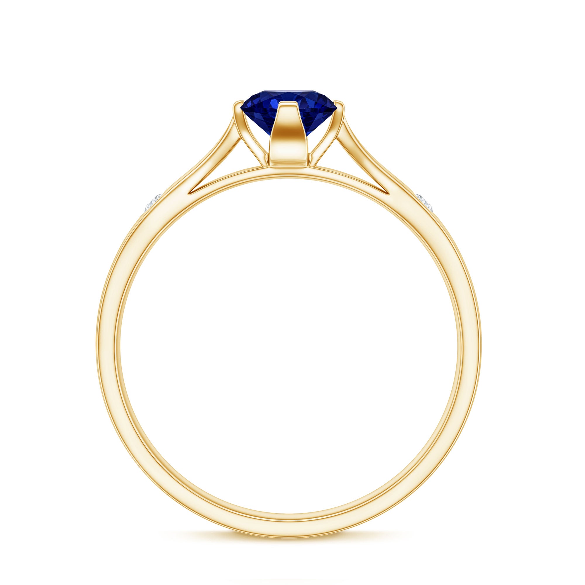 Certified 0.6 Carat Lab Grown Blue Sapphire Promise Ring with Diamond AAAA - Rosec Jewels