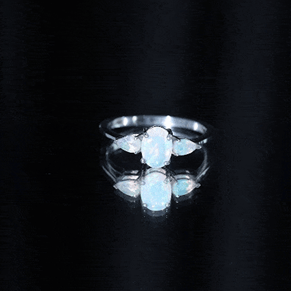 Natural Ethiopian Opal 3 Stone Engagement Ring With Certificate AAA - Rosec Jewels