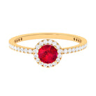 1 CT Minimal Created Ruby and Diamond Engagement Ring Lab Created Ruby - ( AAAA ) - Quality - Rosec Jewels