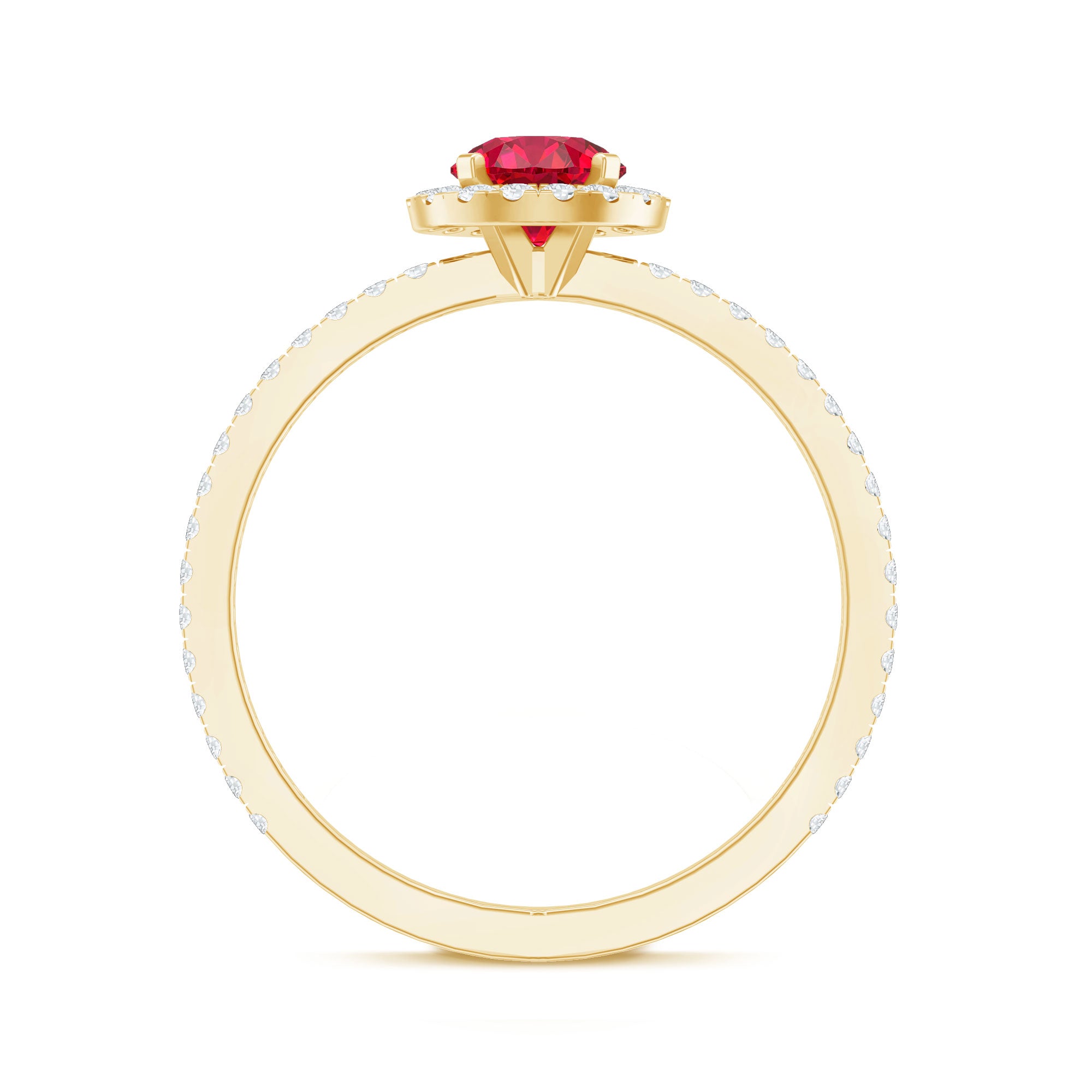 0.6 Carat Lab Created Ruby and Diamond Halo Engagement Ring AAAA - Rosec Jewels