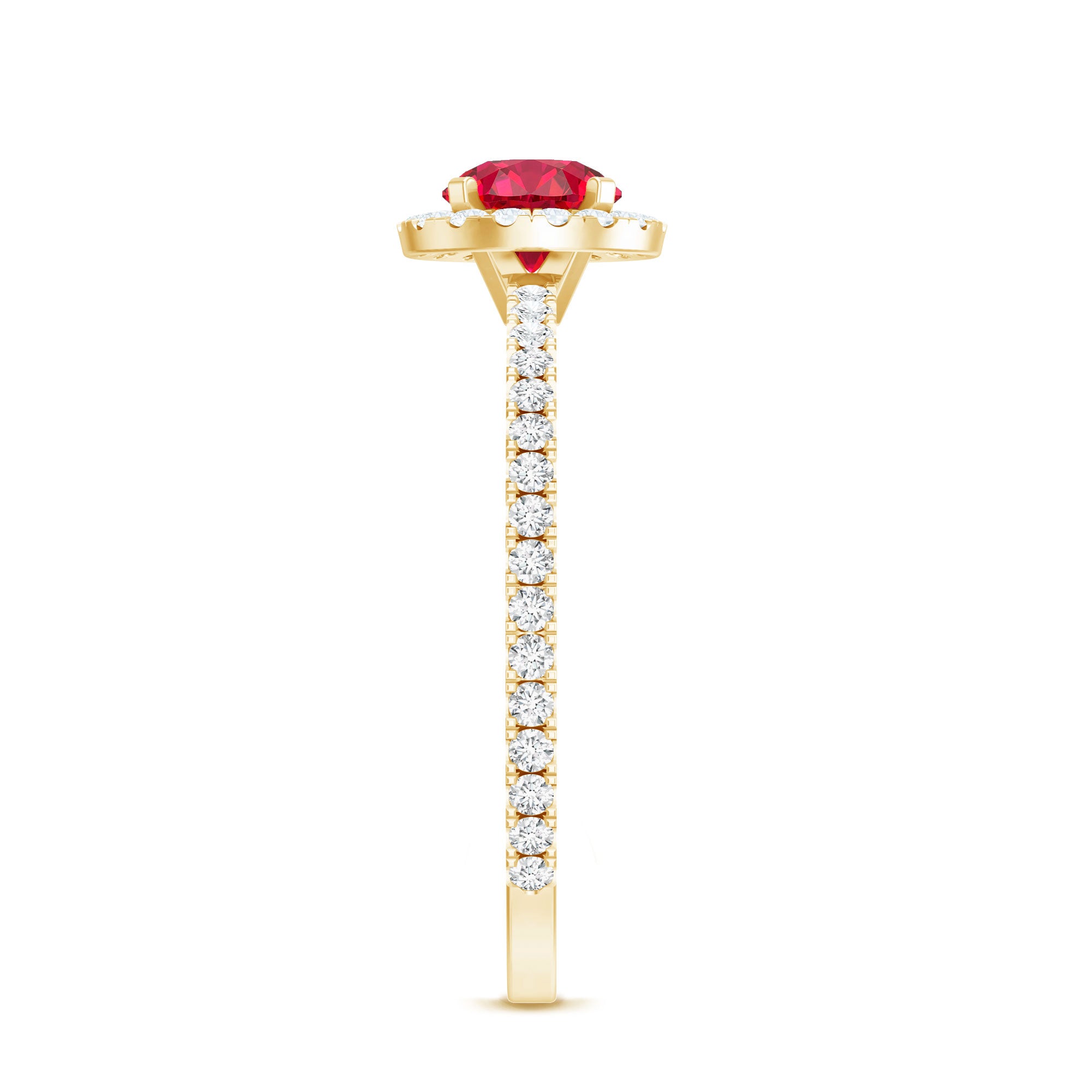 0.6 Carat Lab Created Ruby and Diamond Halo Engagement Ring AAAA - Rosec Jewels