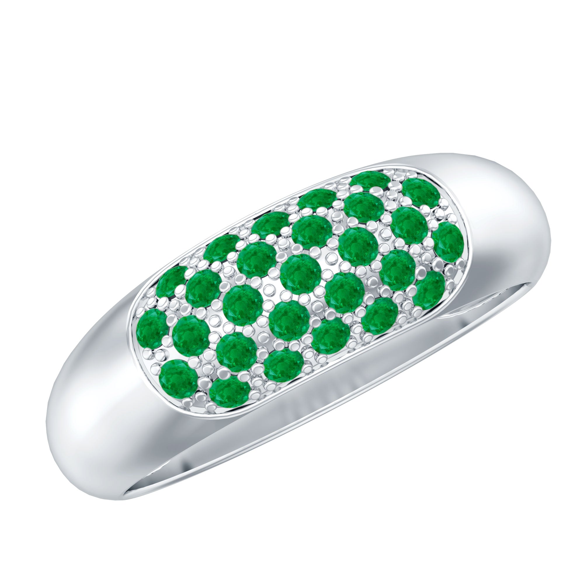 Natural Emerald Thick Band Ring with Certificate AAA - Rosec Jewels