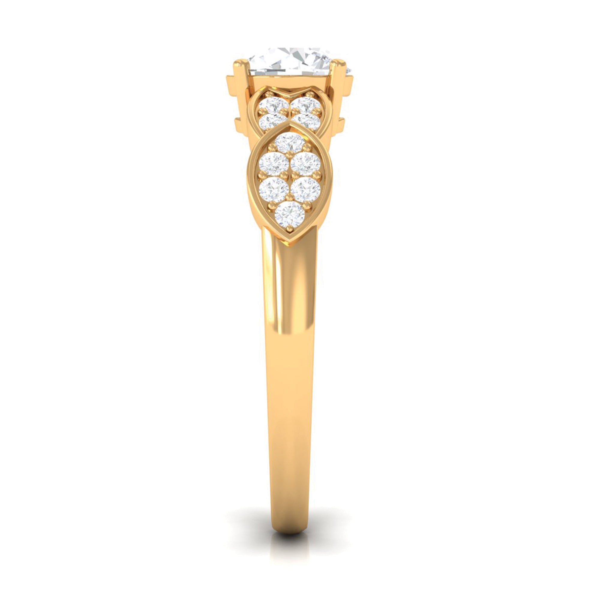 Classic Round Zirconia Engagement Ring with Side Stones AAAA - Rosec Jewels