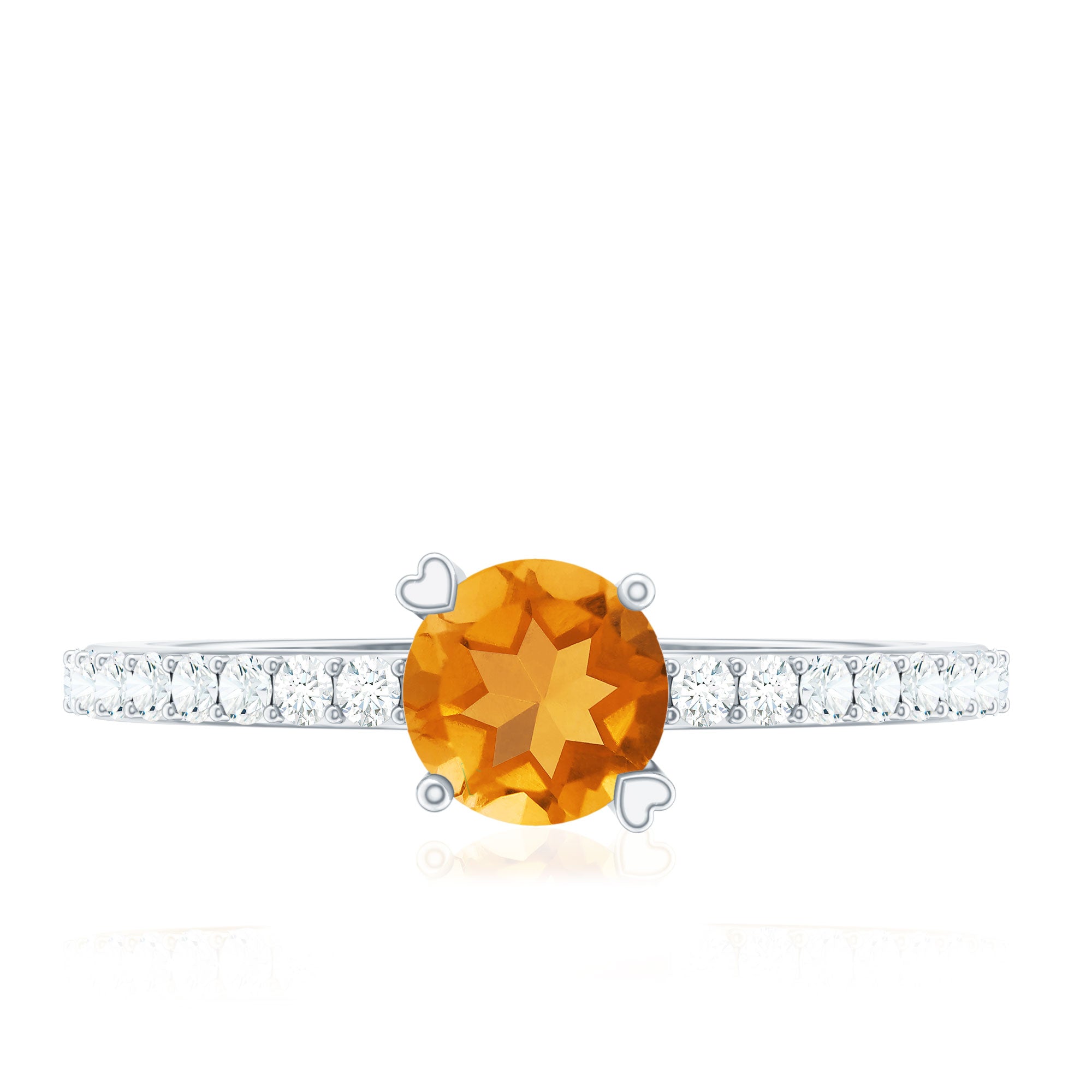 Rosec Jewels-Natural Citrine Promise Ring with Diamond