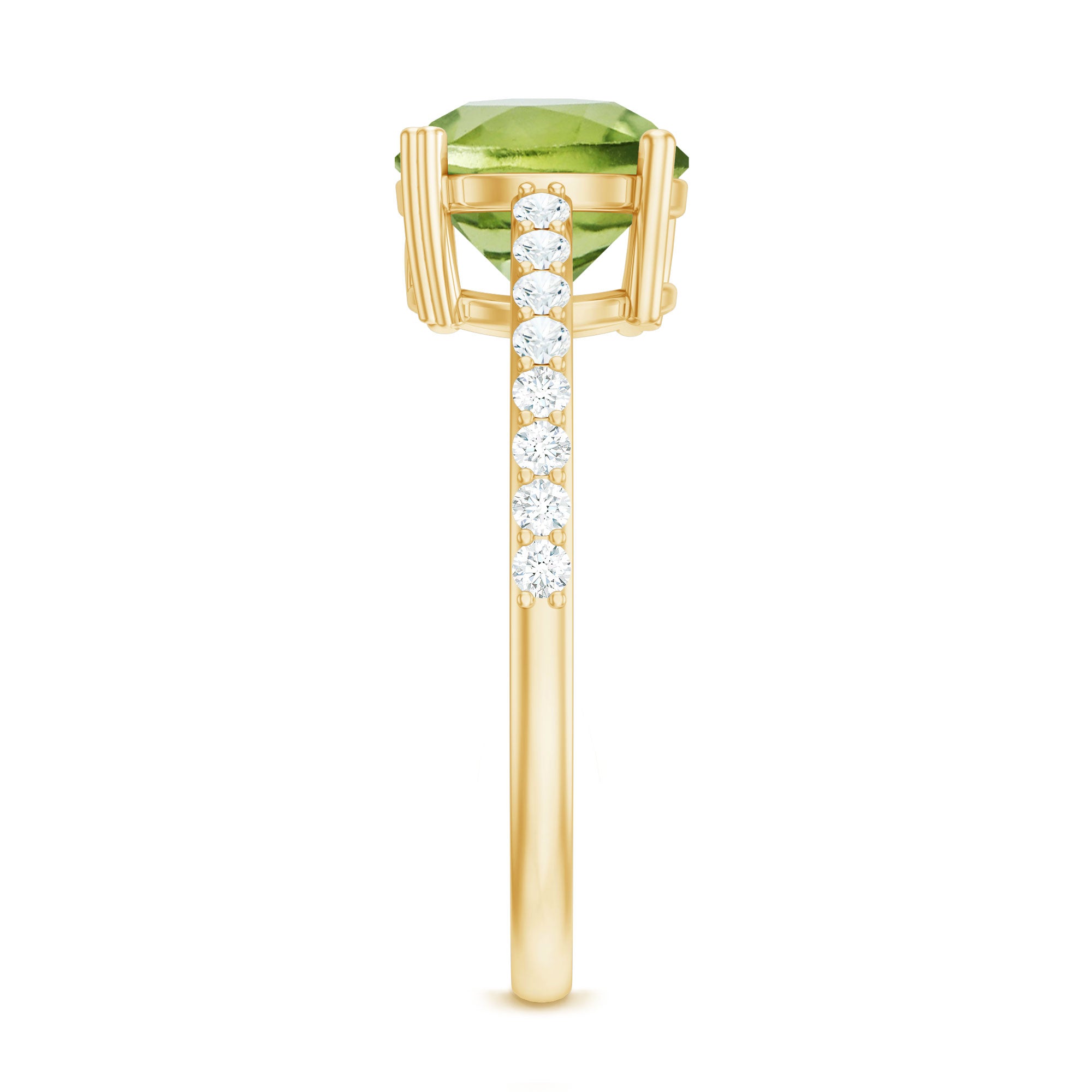Natural 2 Carat Peridot Engagement Ring with Diamond AAA - Rosec Jewels