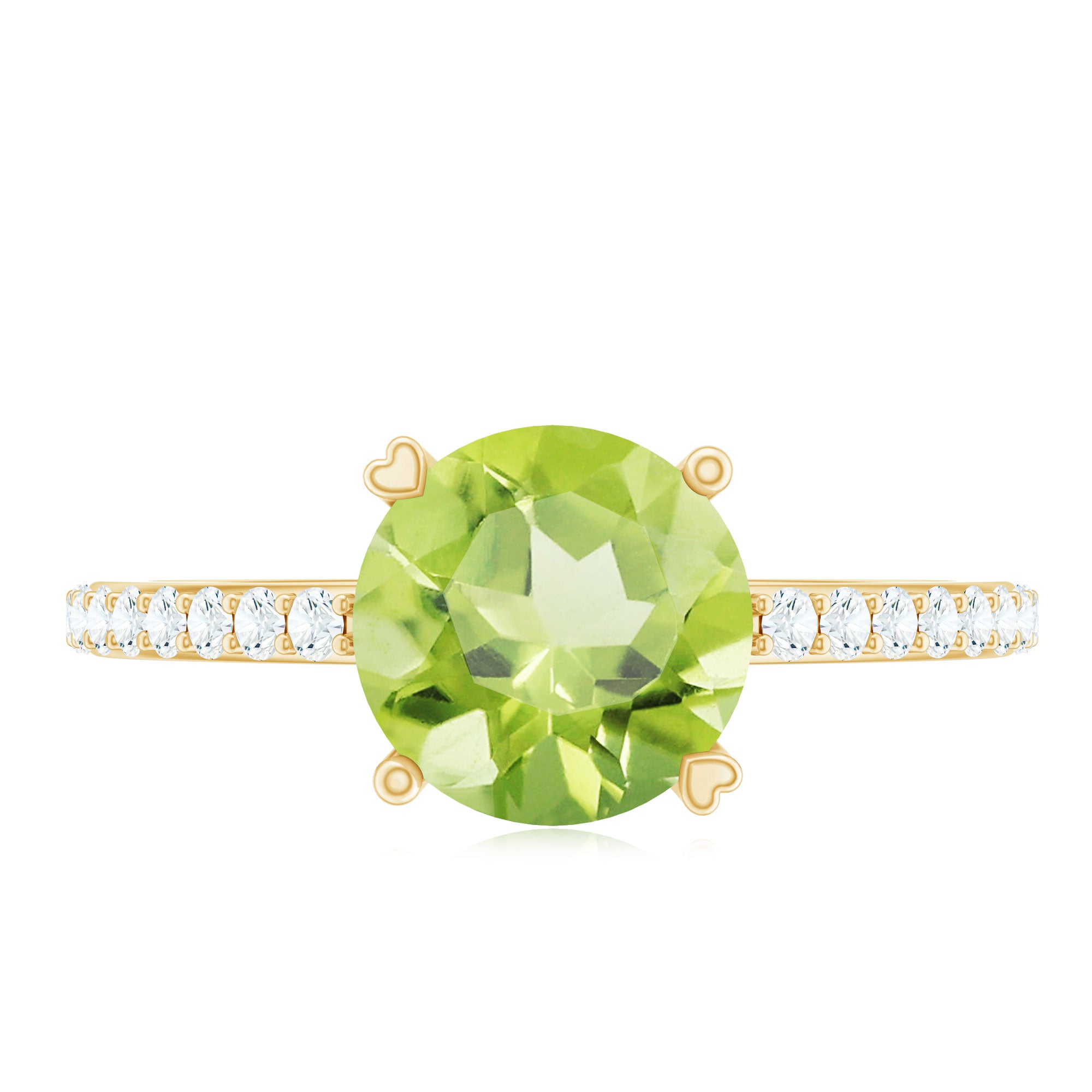 Natural 2 Carat Peridot Engagement Ring with Diamond AAA - Rosec Jewels