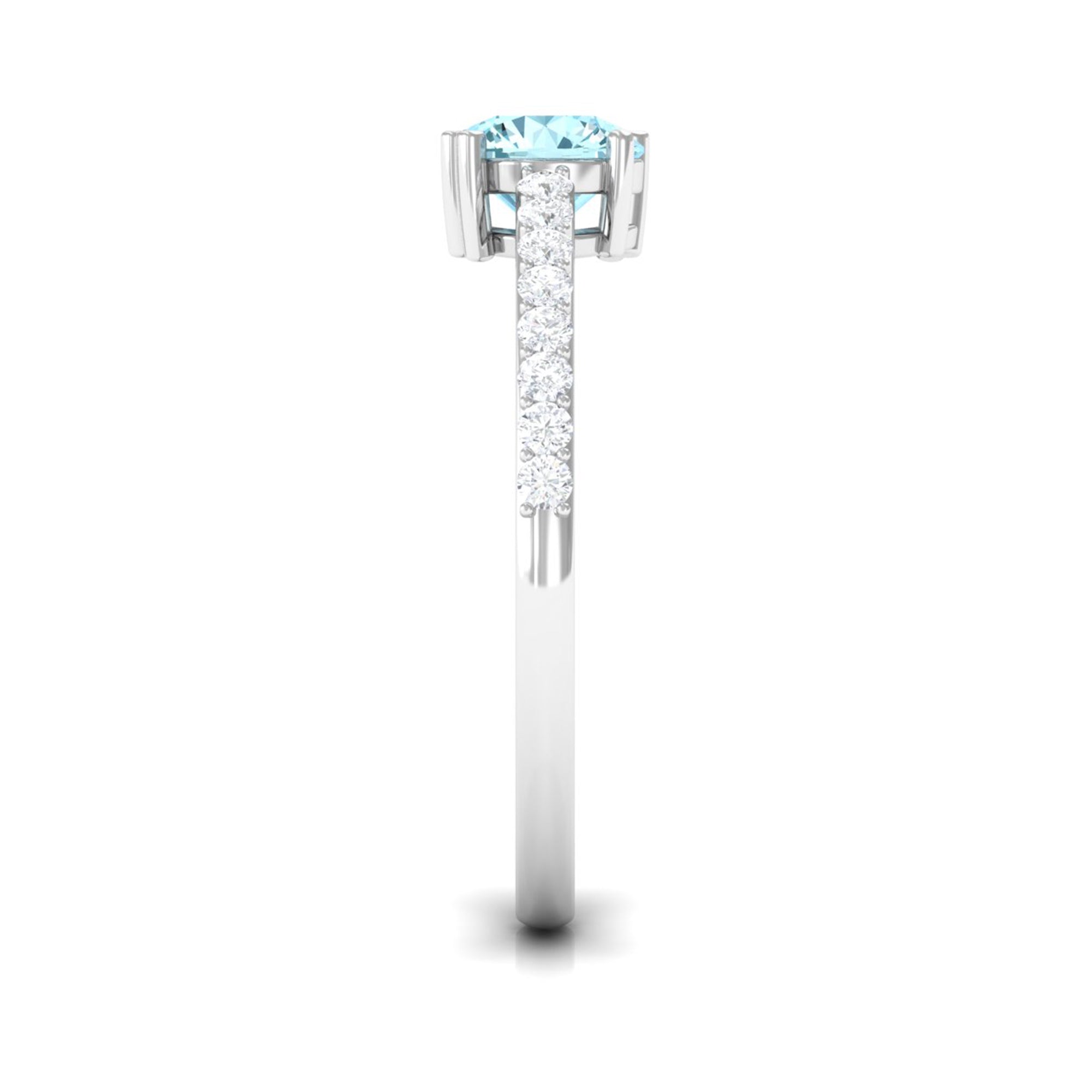 Designer Set Aquamarine Solitaire Engagement Ring with Diamond AAA - Rosec Jewels