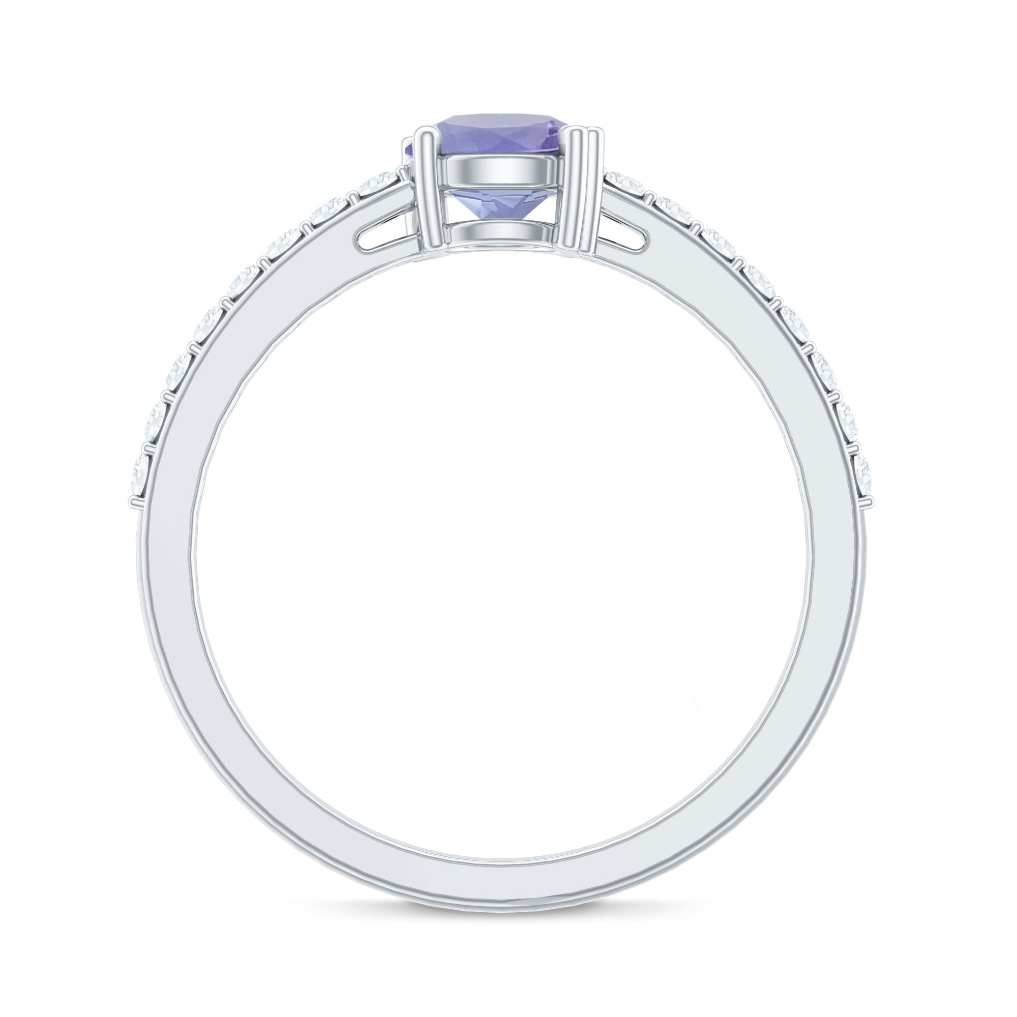 Certified Real Tanzanite Promise Ring with Diamond AAA - Rosec Jewels