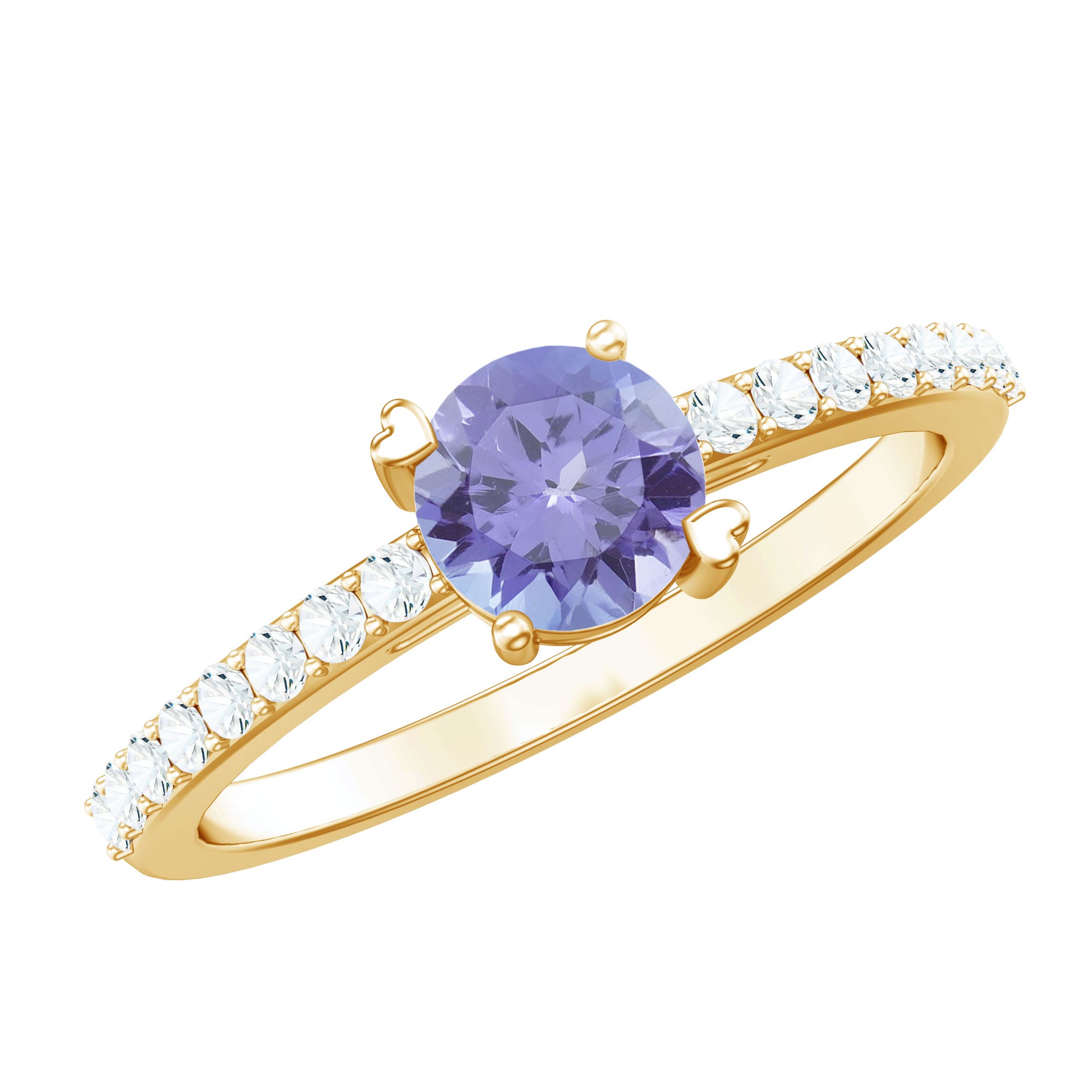 Certified Real Tanzanite Promise Ring with Diamond AAA - Rosec Jewels