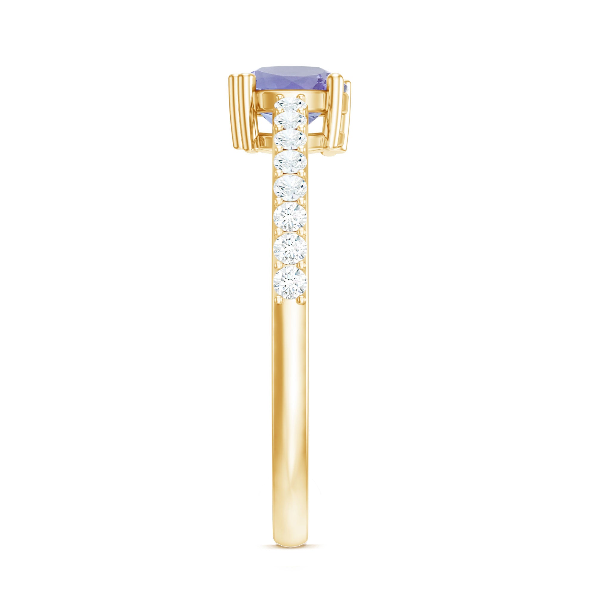 Certified Real Tanzanite Promise Ring with Diamond AAA - Rosec Jewels