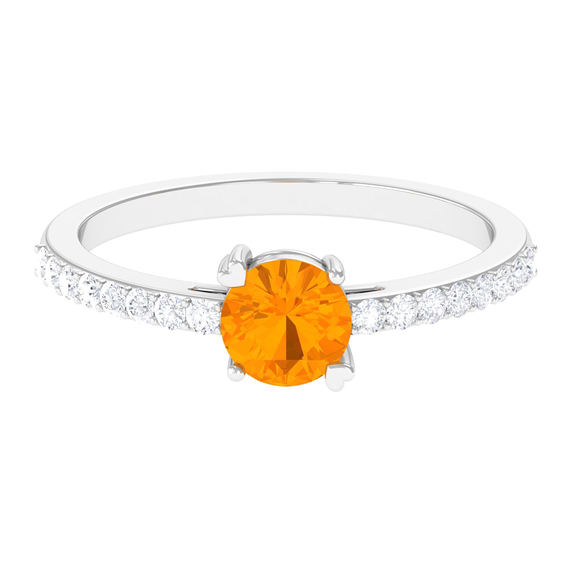 Designer Fire Opal Promise Ring with Diamond
