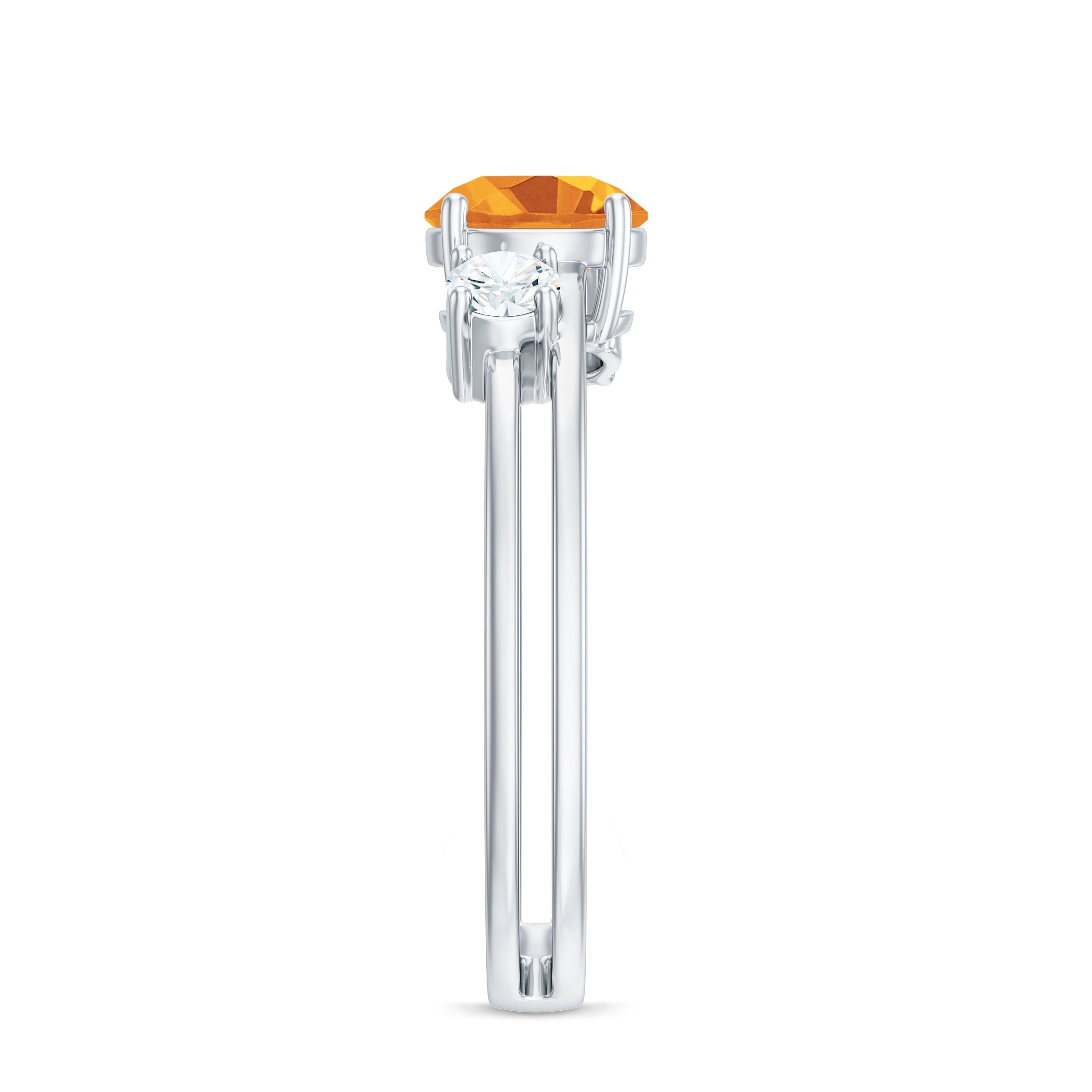 Real Citrine Diamond Double Band Engagement Ring AAA - Rosec Jewels