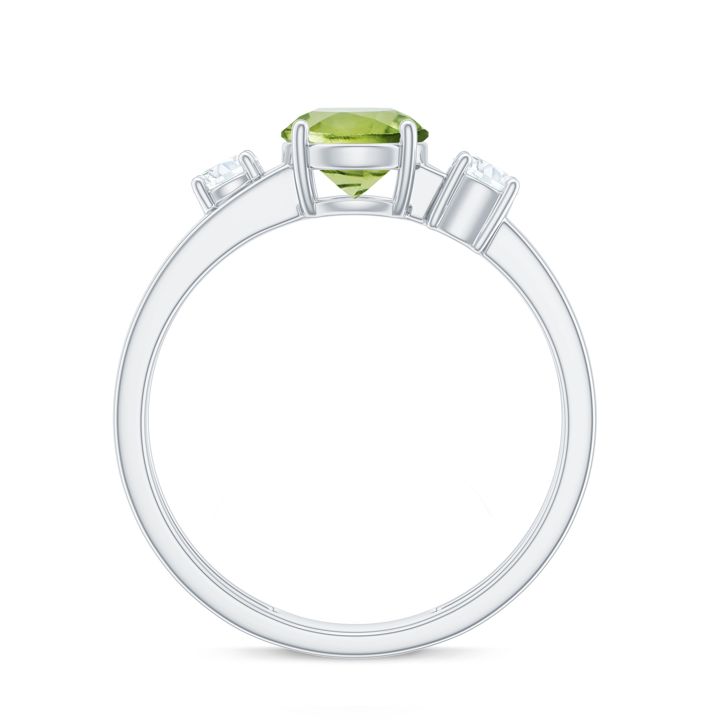 2 Carat Peridot Double Band Engagement Ring with Diamond AAA - Rosec Jewels