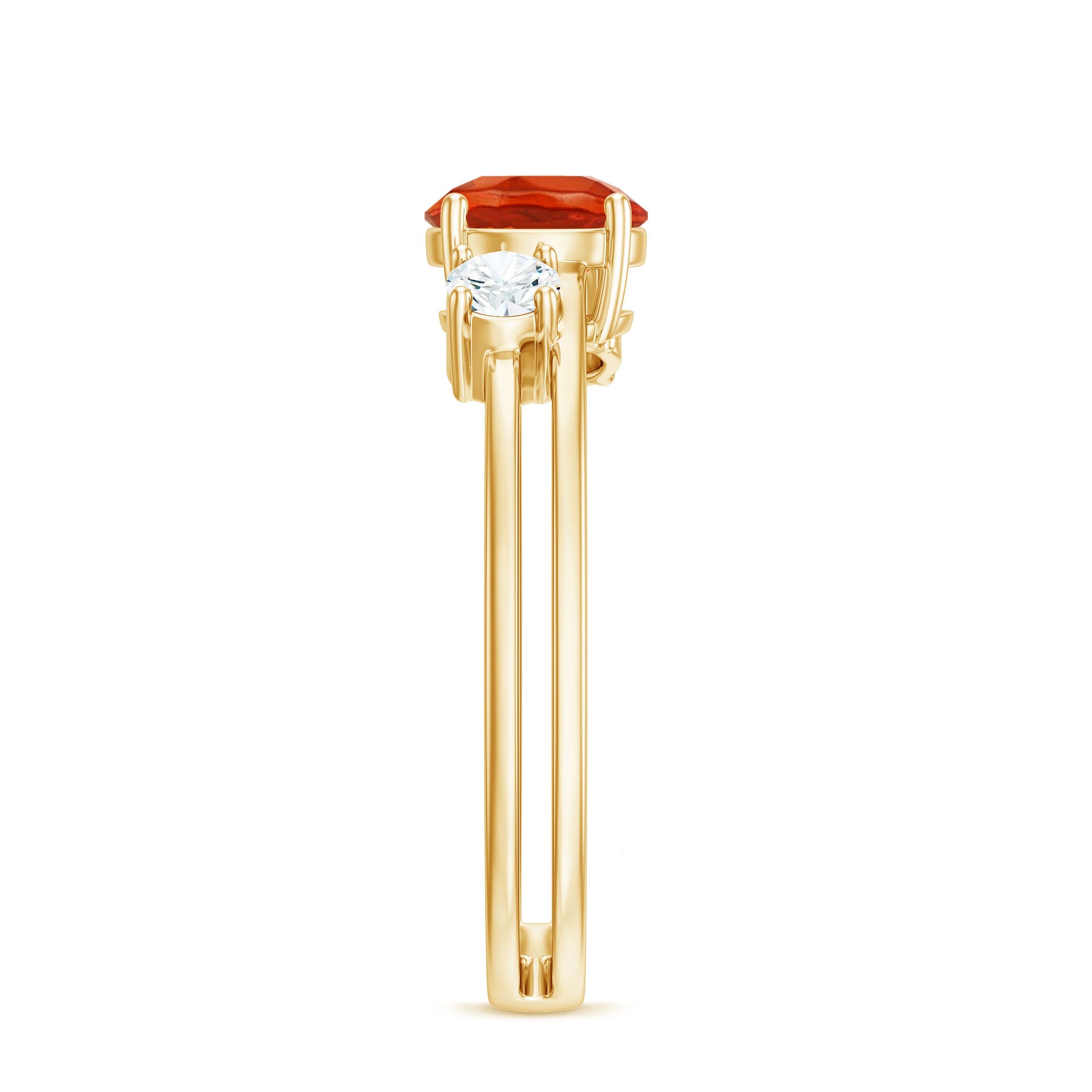 Rosec Jewels-Double Band Engagement Ring with Fire Opal and Diamond