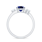 1.25 CT Solitaire Created Blue Sapphire and Diamond Engagement Ring Lab Created Blue Sapphire - ( AAAA ) - Quality - Rosec Jewels