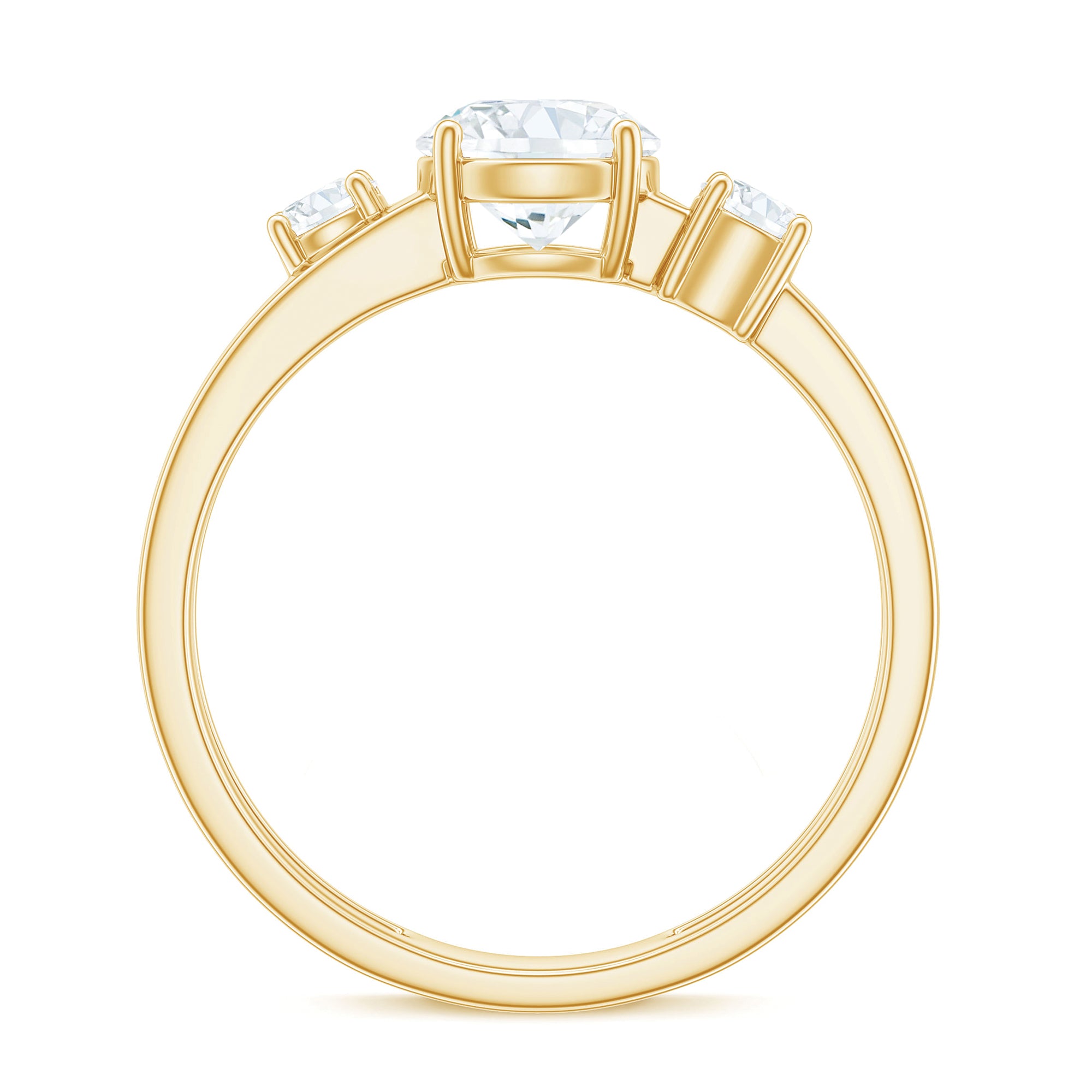 Certified Cubic Zirconia Three Stone Double Band Ring AAAA - Rosec Jewels