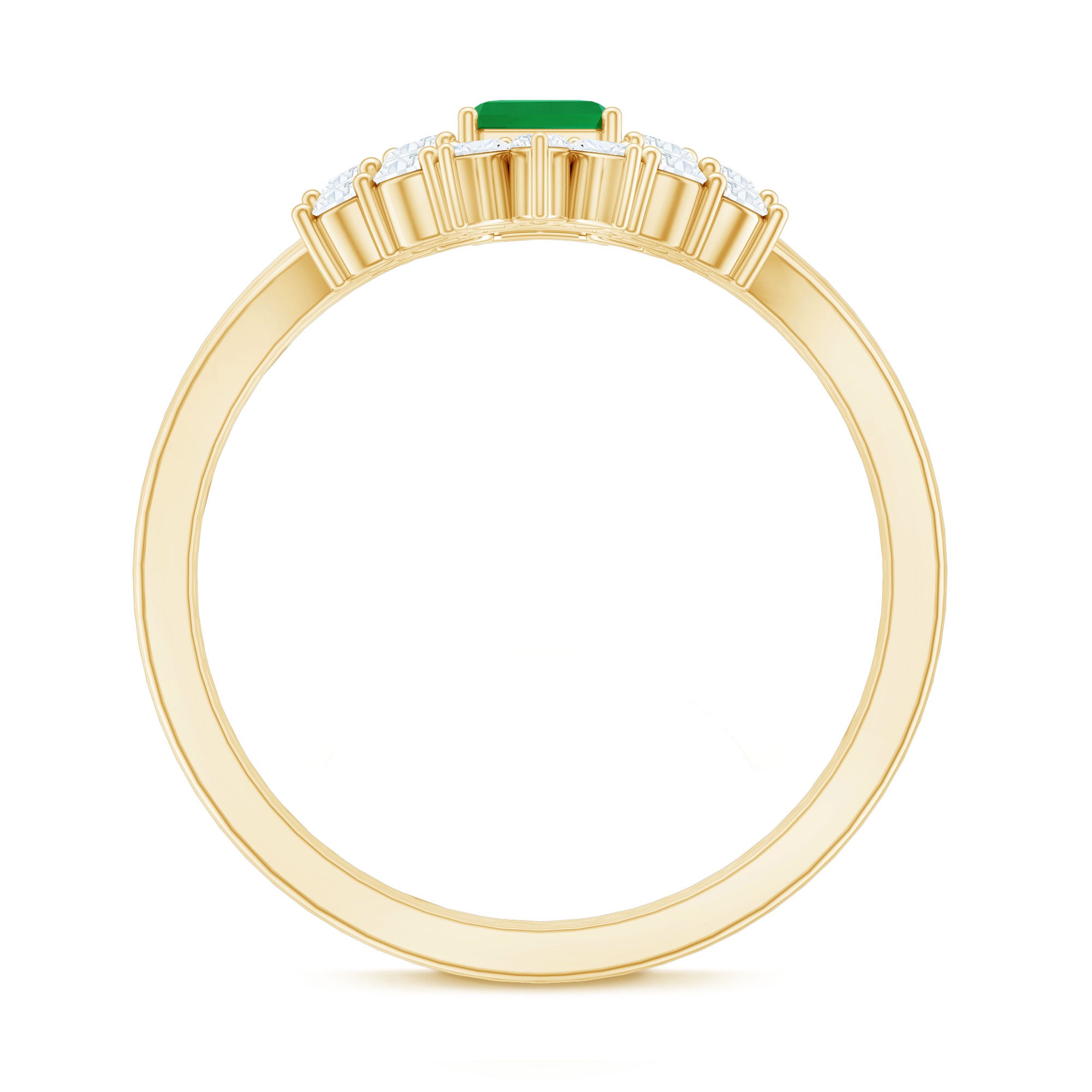 Certified Real Emerald Diamond Emerald Cut Engagement Ring and Wedding Band AAA - Rosec Jewels