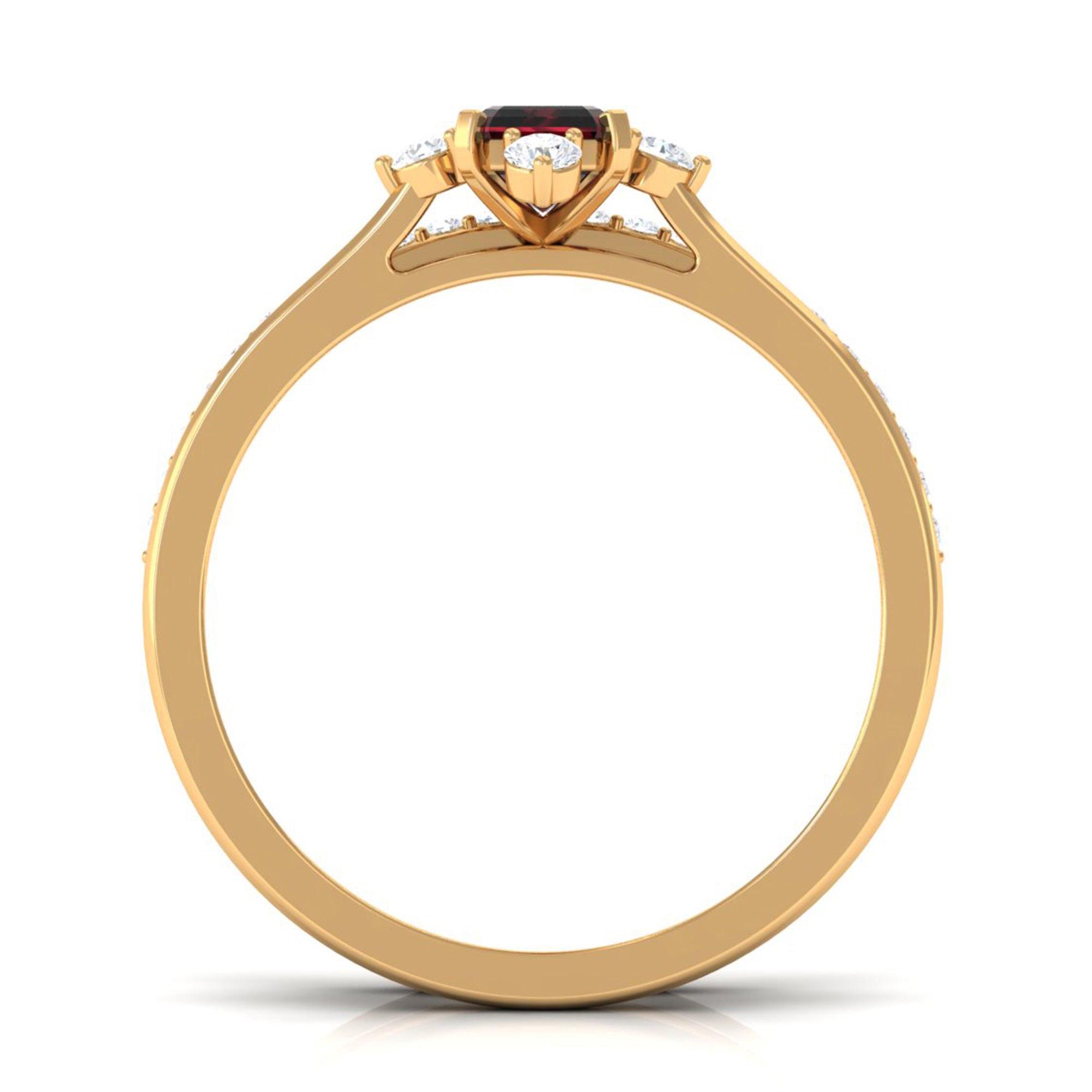 Natural Emerald Cut Garnet Diamond Wedding Bridal Ring Set of 2 AAA - Rosec Jewels