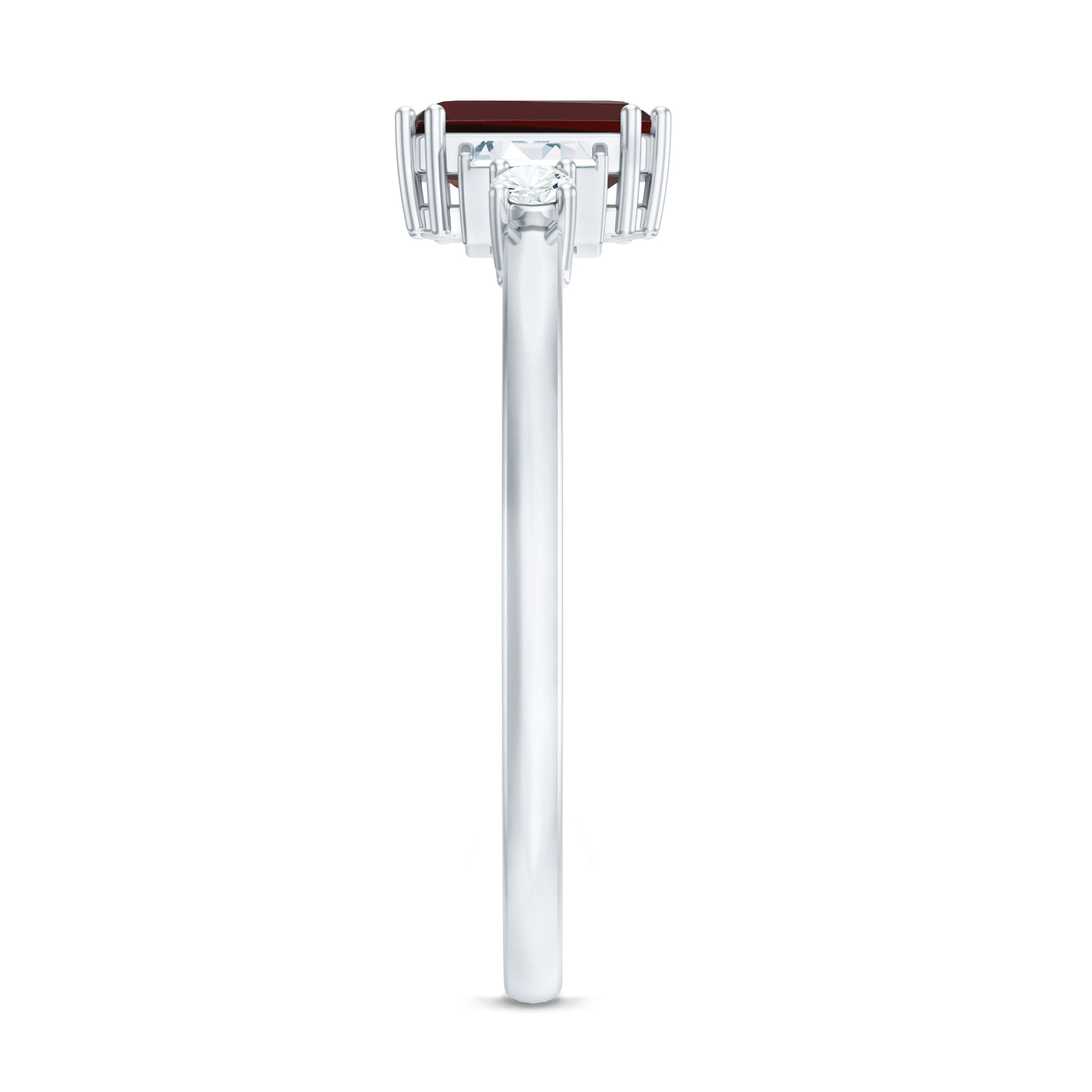Certified Garnet Emerald Cut Engagement Ring with Real Diamond AAA - Rosec Jewels