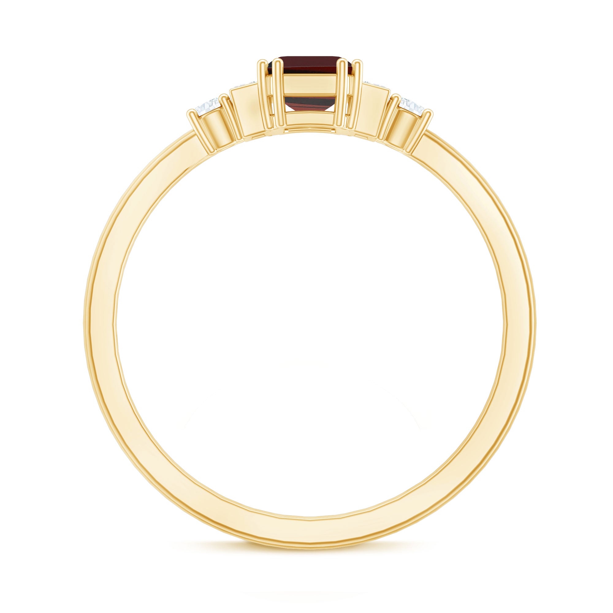 Certified Garnet Emerald Cut Engagement Ring with Real Diamond AAA - Rosec Jewels