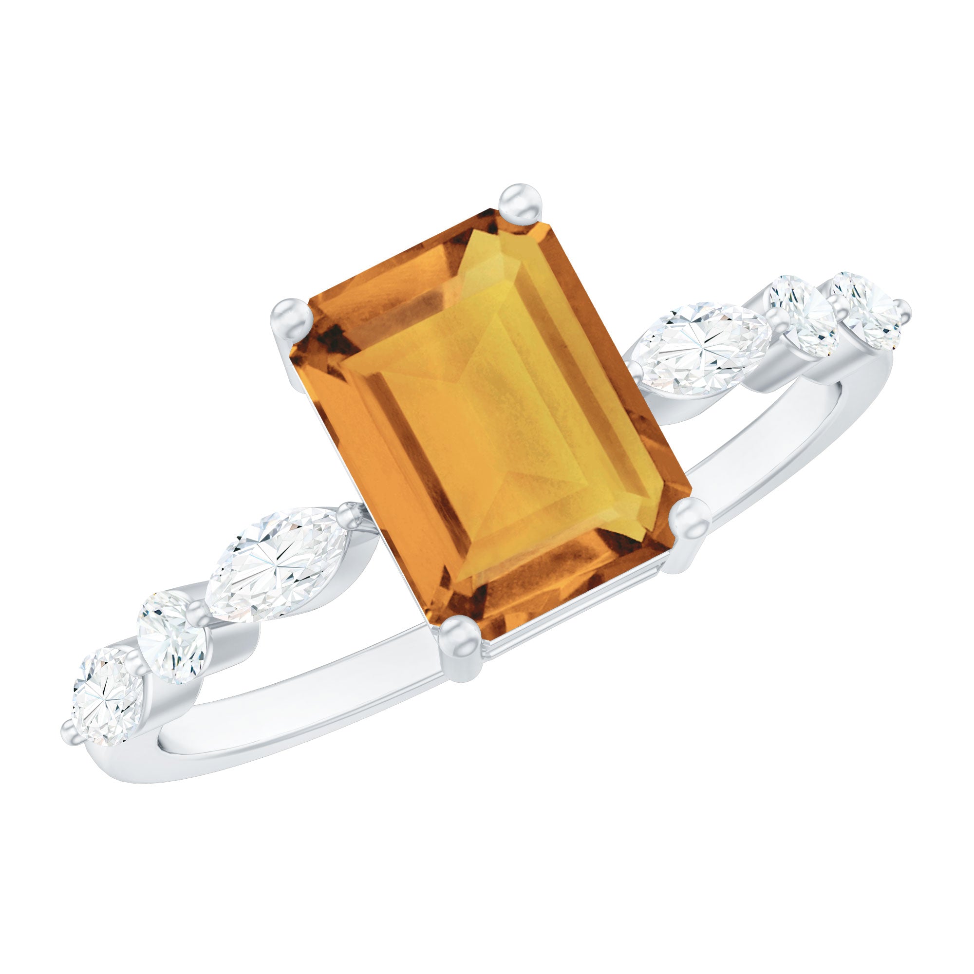 0.75 CT Elegant Citrine Promise Ring with Moissanite Stones