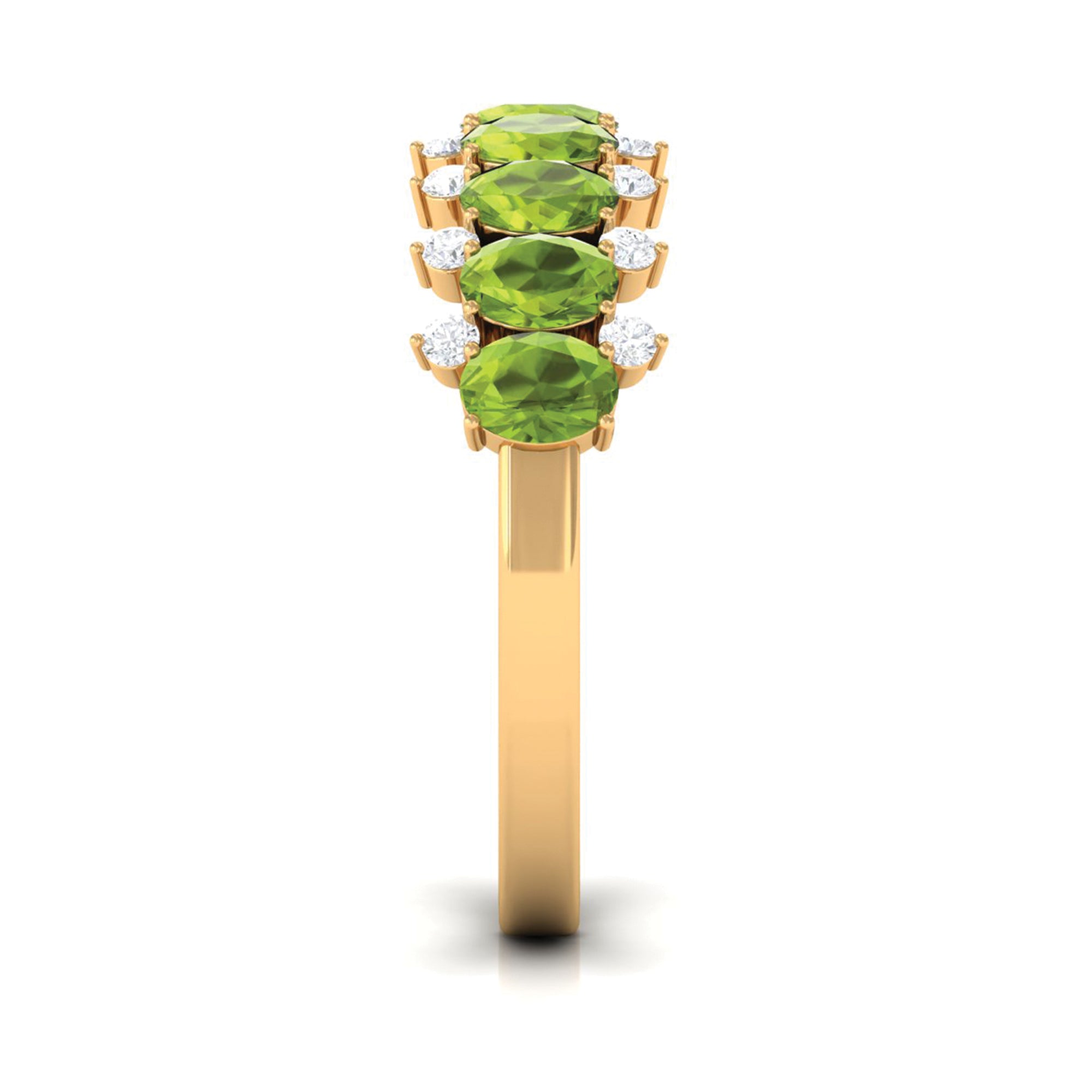 2.25 CT Oval Cut Peridot Half Eternity Ring with Diamond Stones AAA - Rosec Jewels