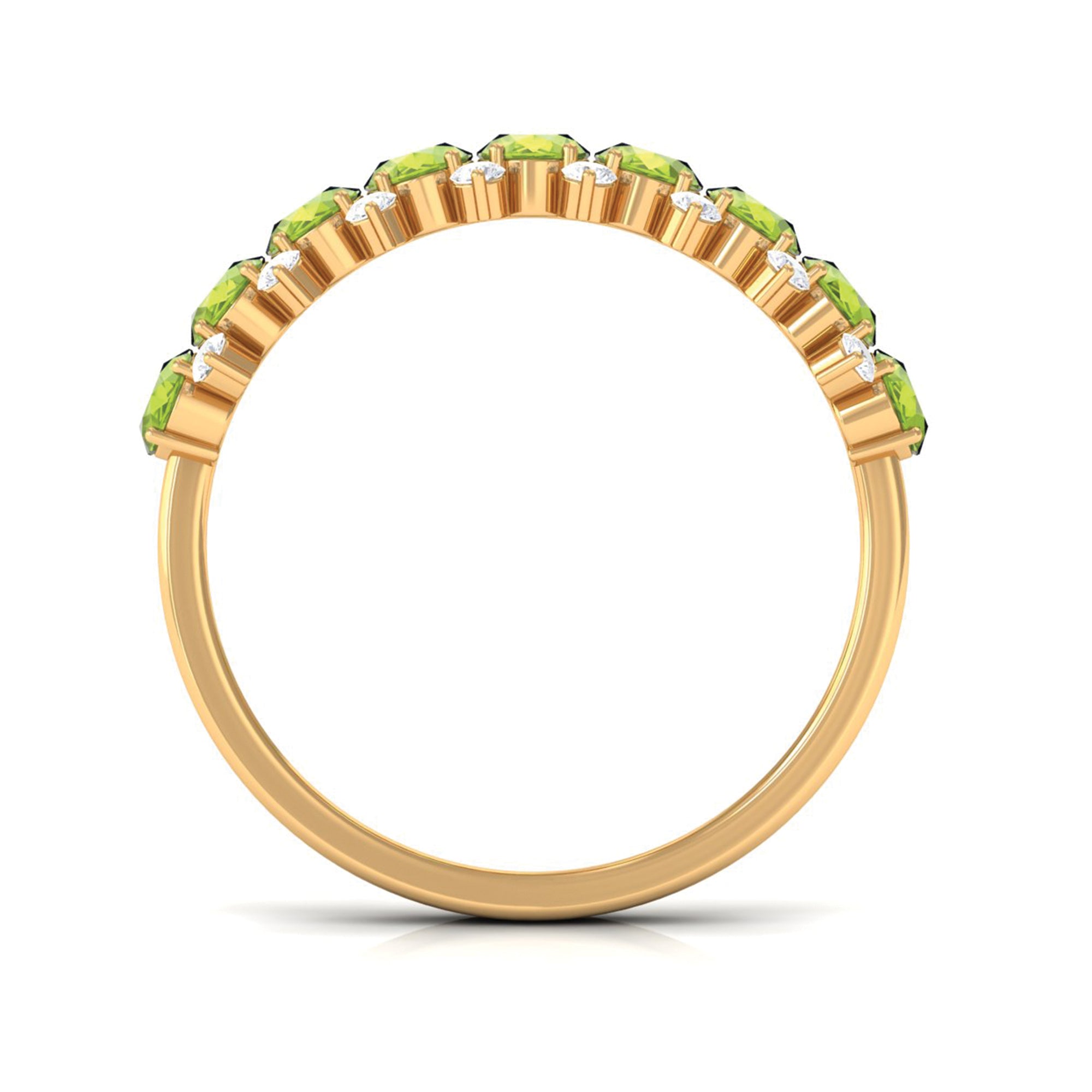2.25 CT Oval Cut Peridot Half Eternity Ring with Diamond Stones AAA - Rosec Jewels