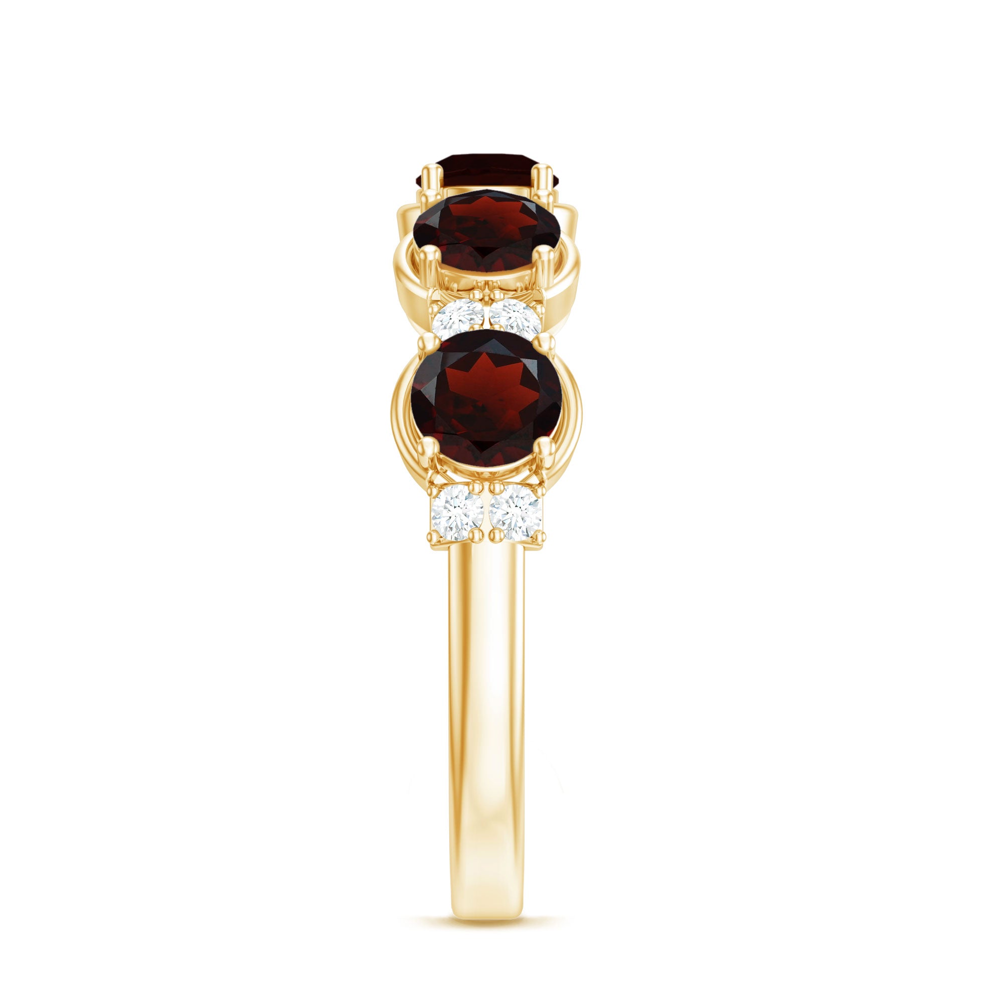 Certified Real Garnet Half Eternity Wedding Band with Diamond AAA - Rosec Jewels