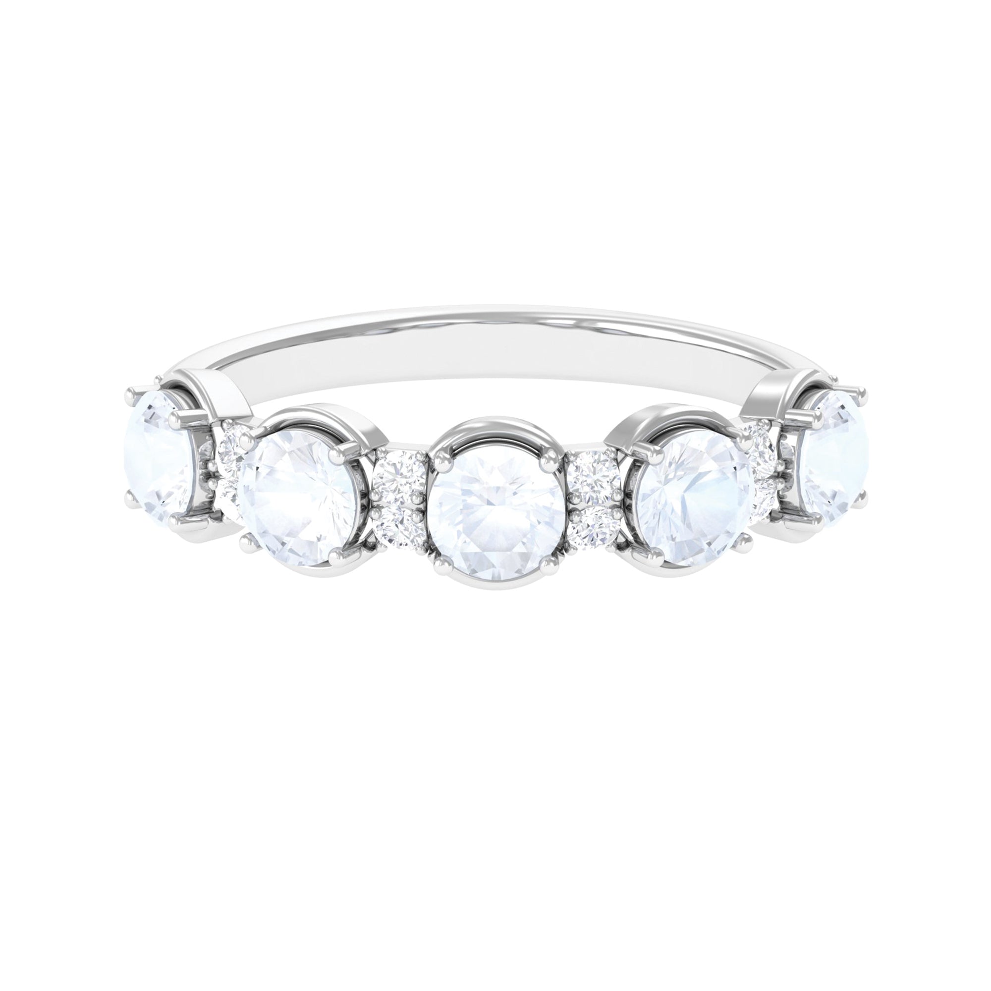 2 CT Genuine Moonstone and Diamond Half Eternity Ring AAA - Rosec Jewels