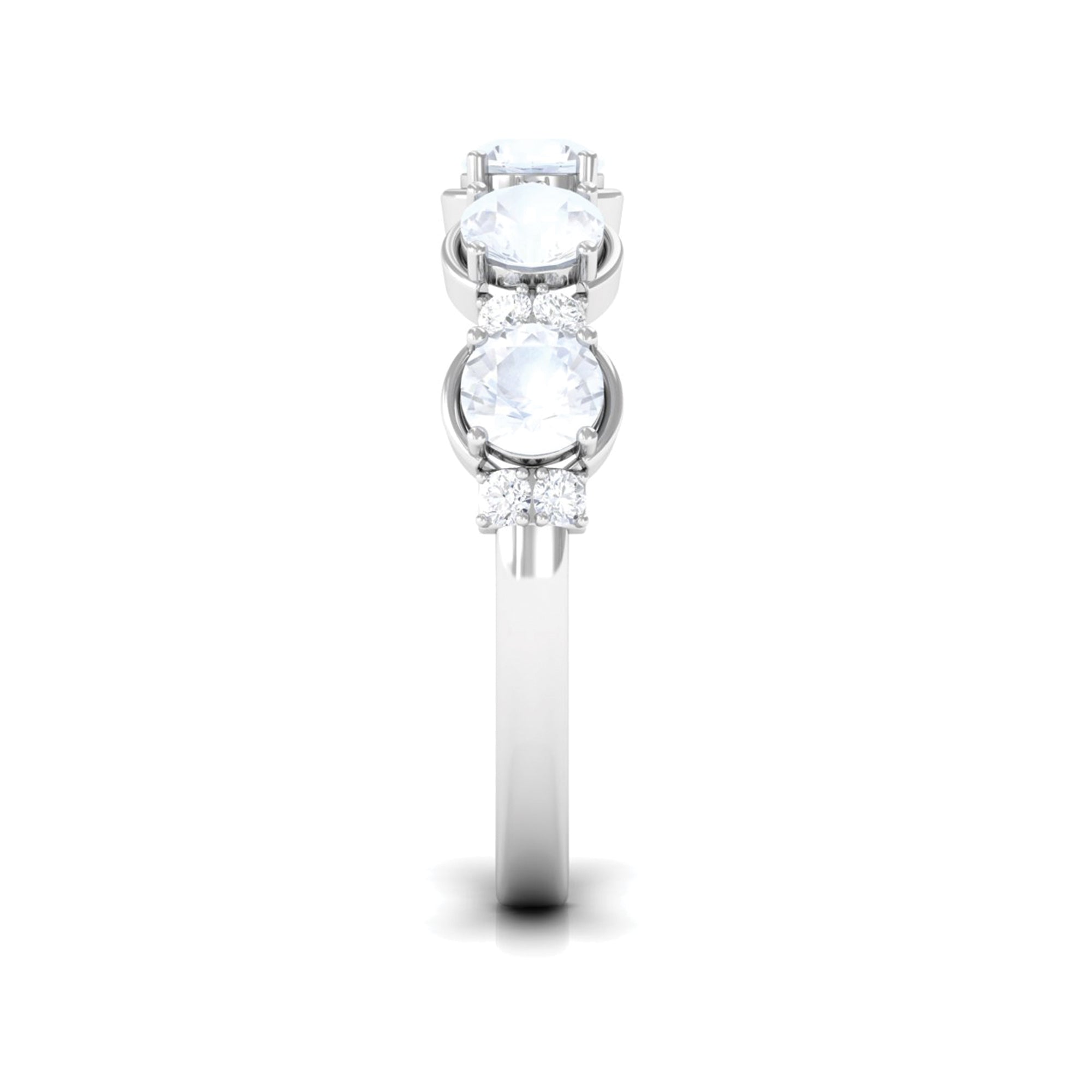 2 CT Genuine Moonstone and Diamond Half Eternity Ring AAA - Rosec Jewels