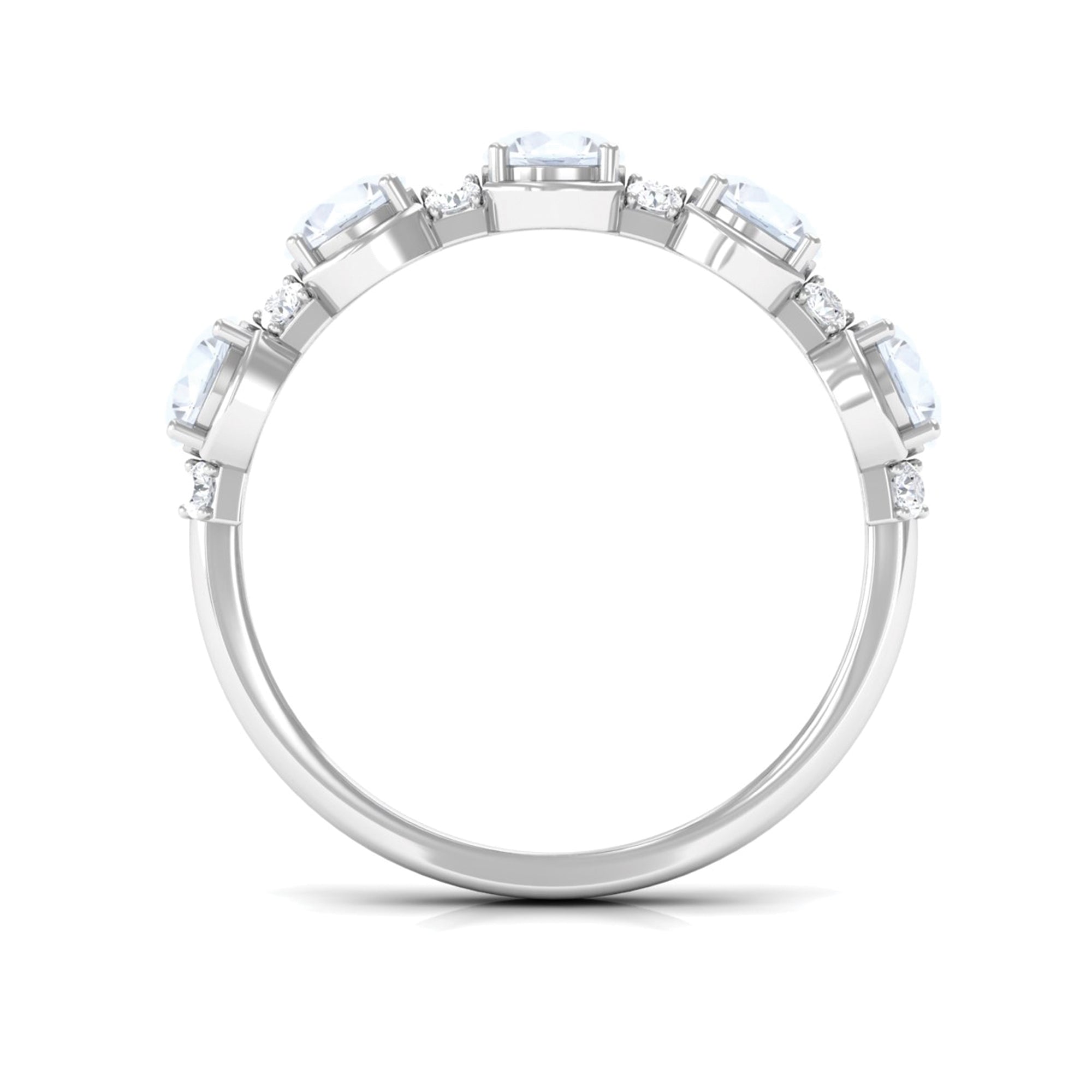 2 CT Genuine Moonstone and Diamond Half Eternity Ring AAA - Rosec Jewels