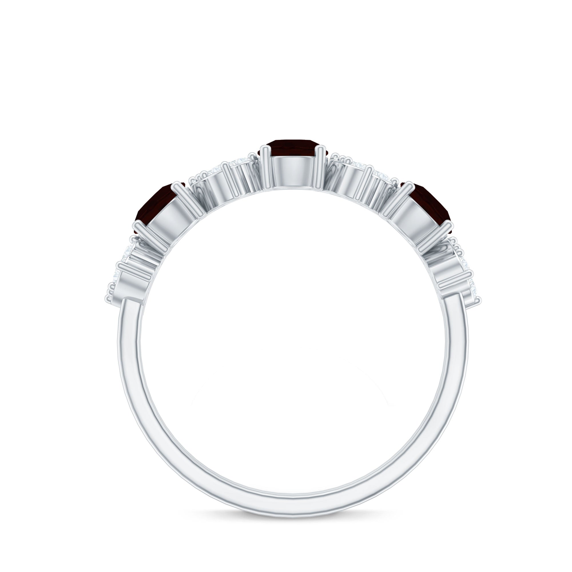 Rosec Jewels-Certified Real Garnet Diamond Heart Eternity Ring for Anniversary