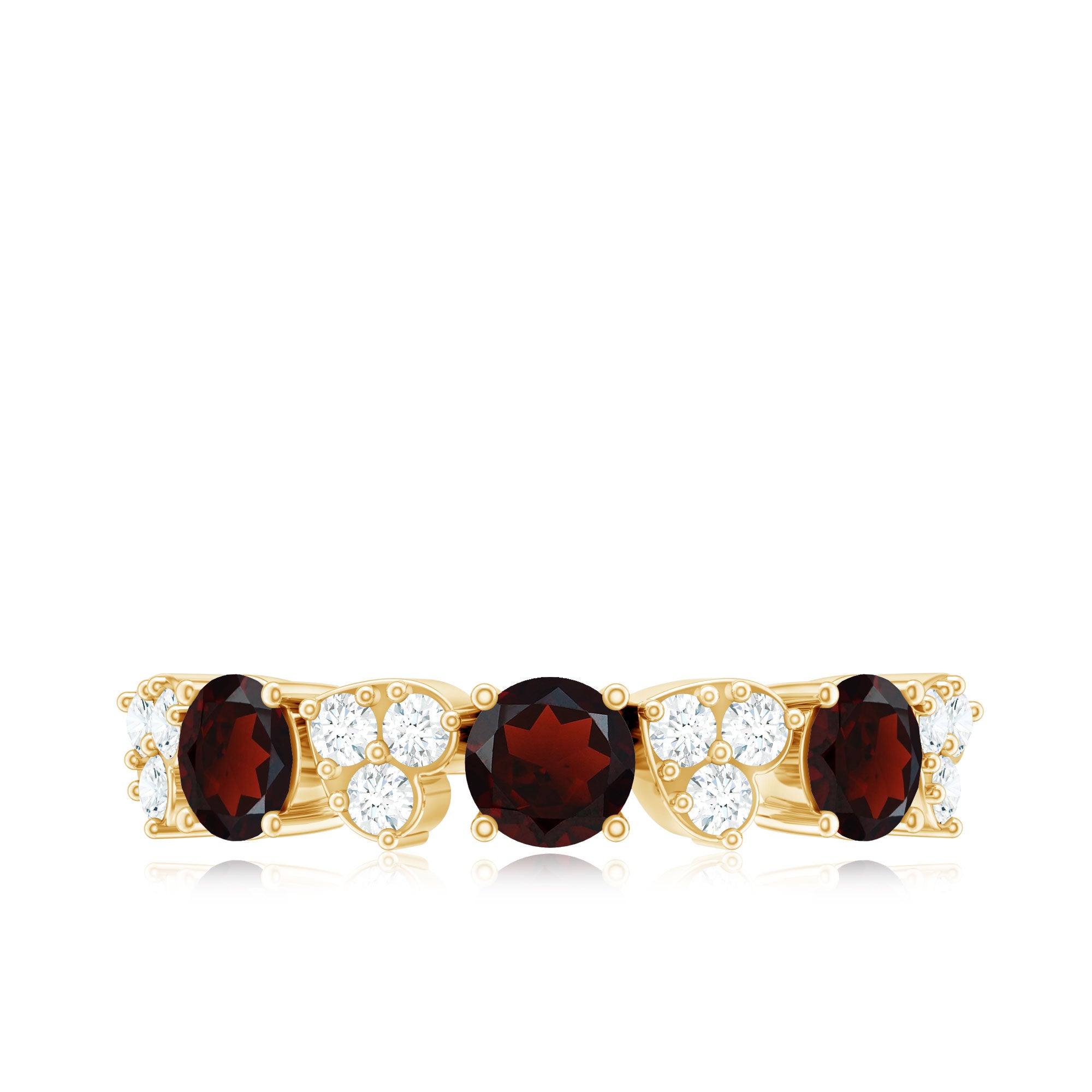 Rosec Jewels-Certified Real Garnet Diamond Heart Eternity Ring for Anniversary