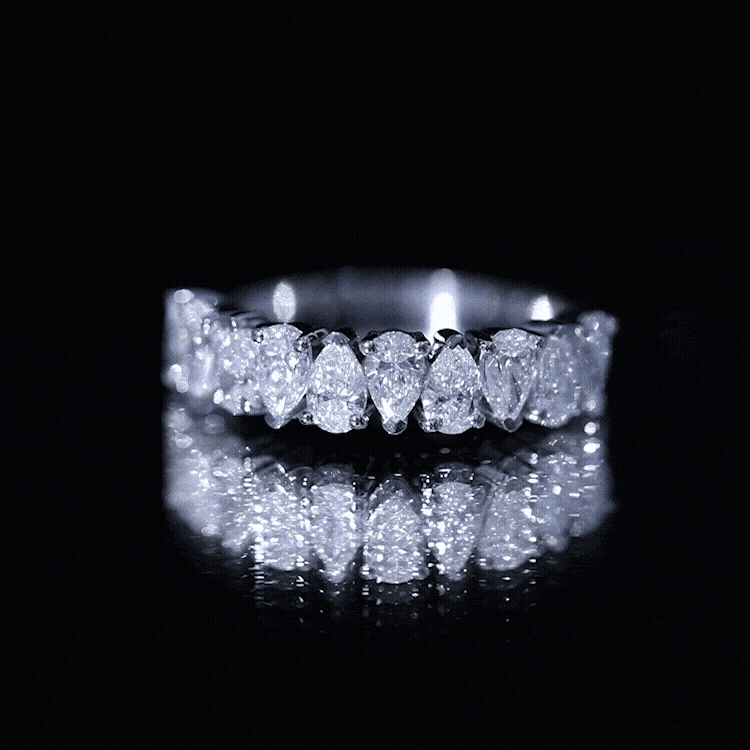 Pear Cut Moissanite Half Eternity Ring for Women D-VS1 - Rosec Jewels