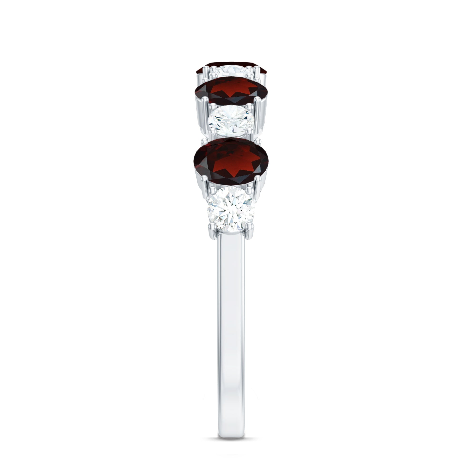 Certified Real Garnet Diamond Half Eternity Ring for Anniversary AAA - Rosec Jewels