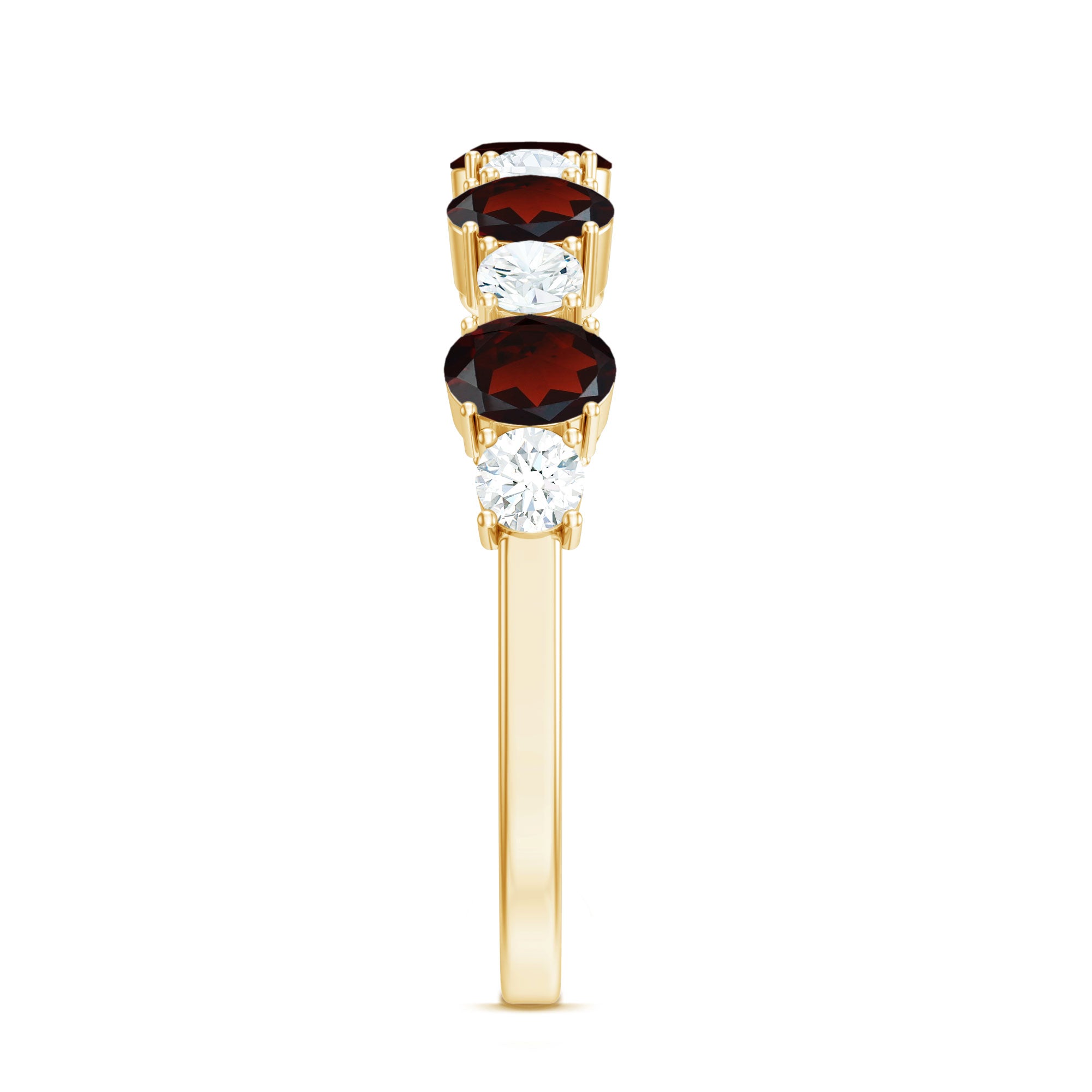 Certified Real Garnet Diamond Half Eternity Ring for Anniversary AAA - Rosec Jewels