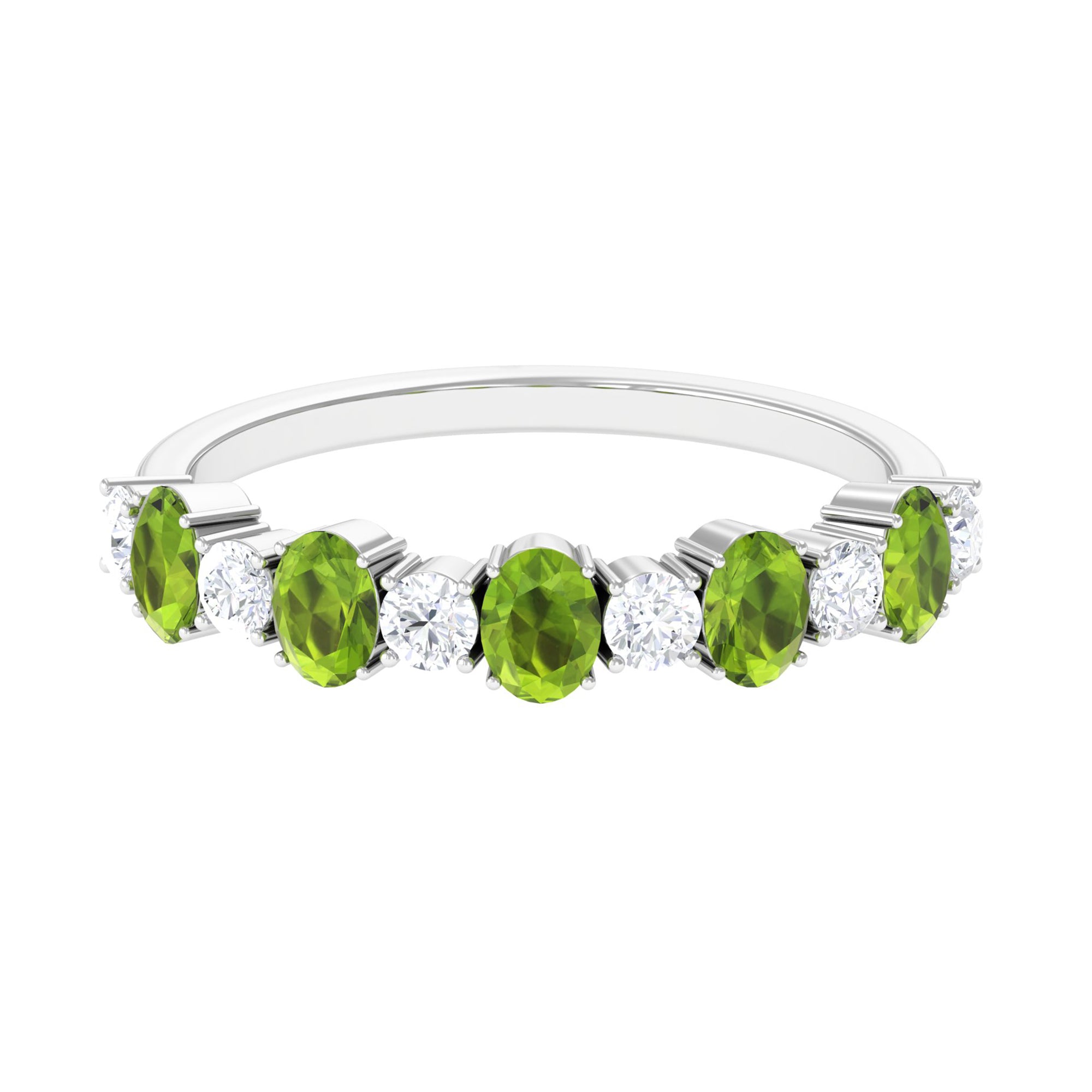 1.50 CT Alternate Peridot and Diamond Half Eternity Ring